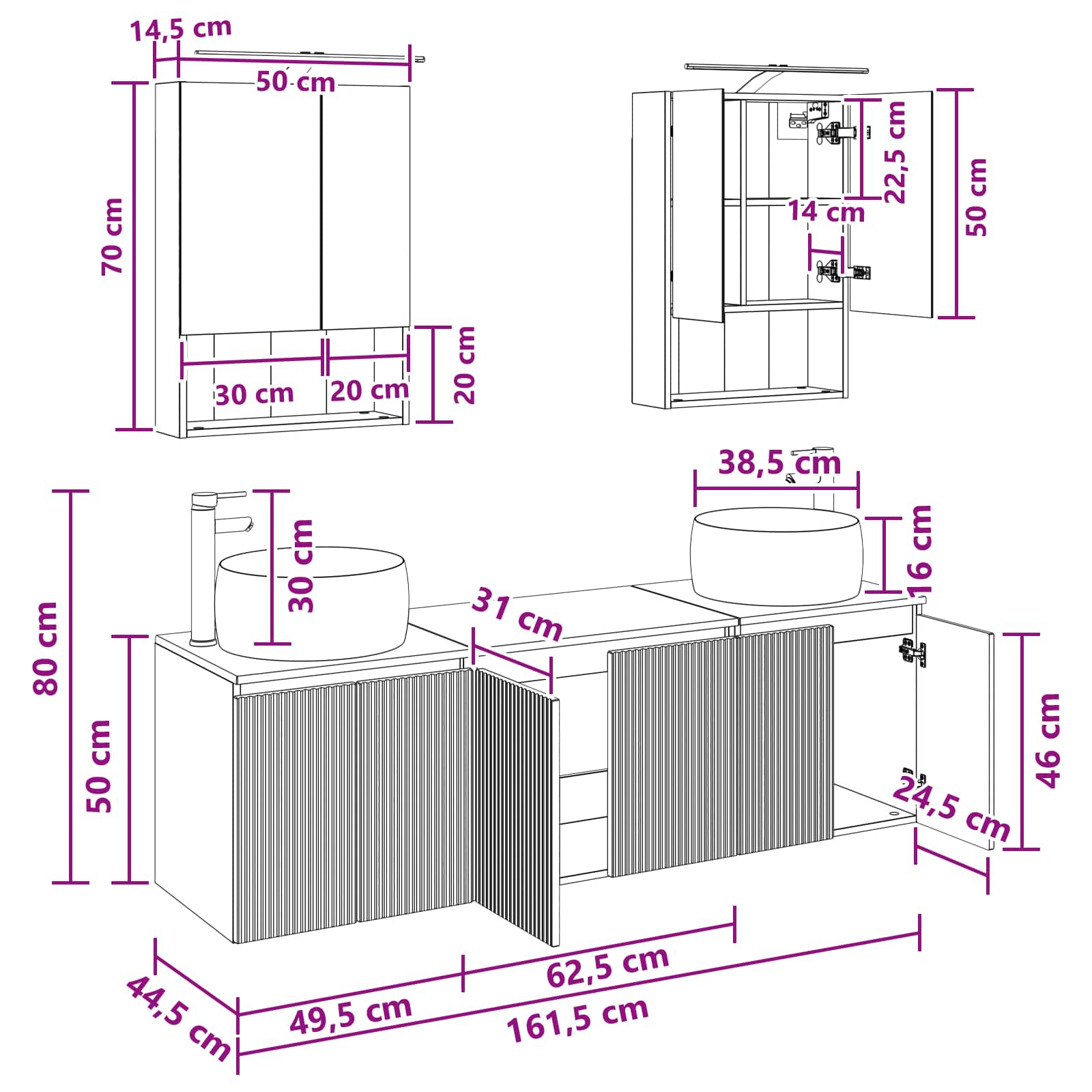 Set ormarića za kupaonicu 5 pcs Staro drvo Konstruirano drvo