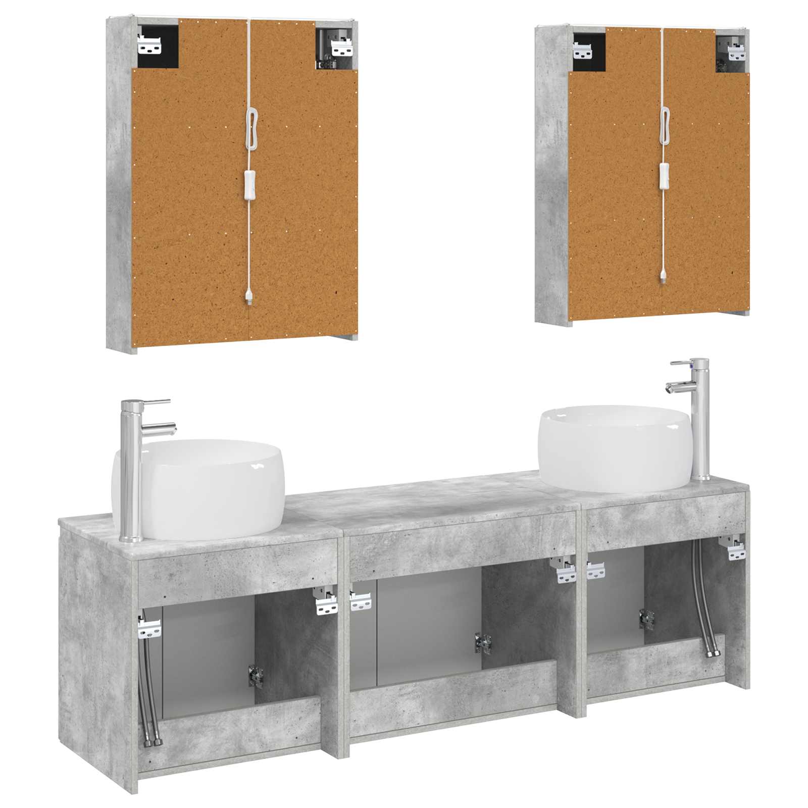 Set ormarića za kupaonicu 5 pcs Betonska siva Konstruirano drvo