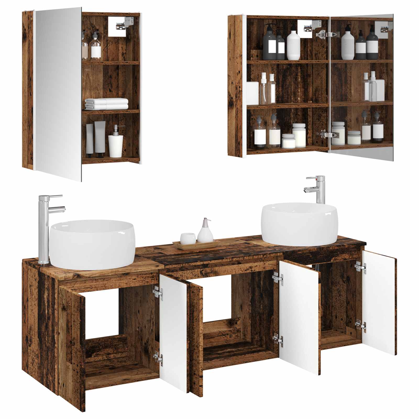 Set ormarića za kupaonicu 5 pcs Staro drvo Konstruirano drvo