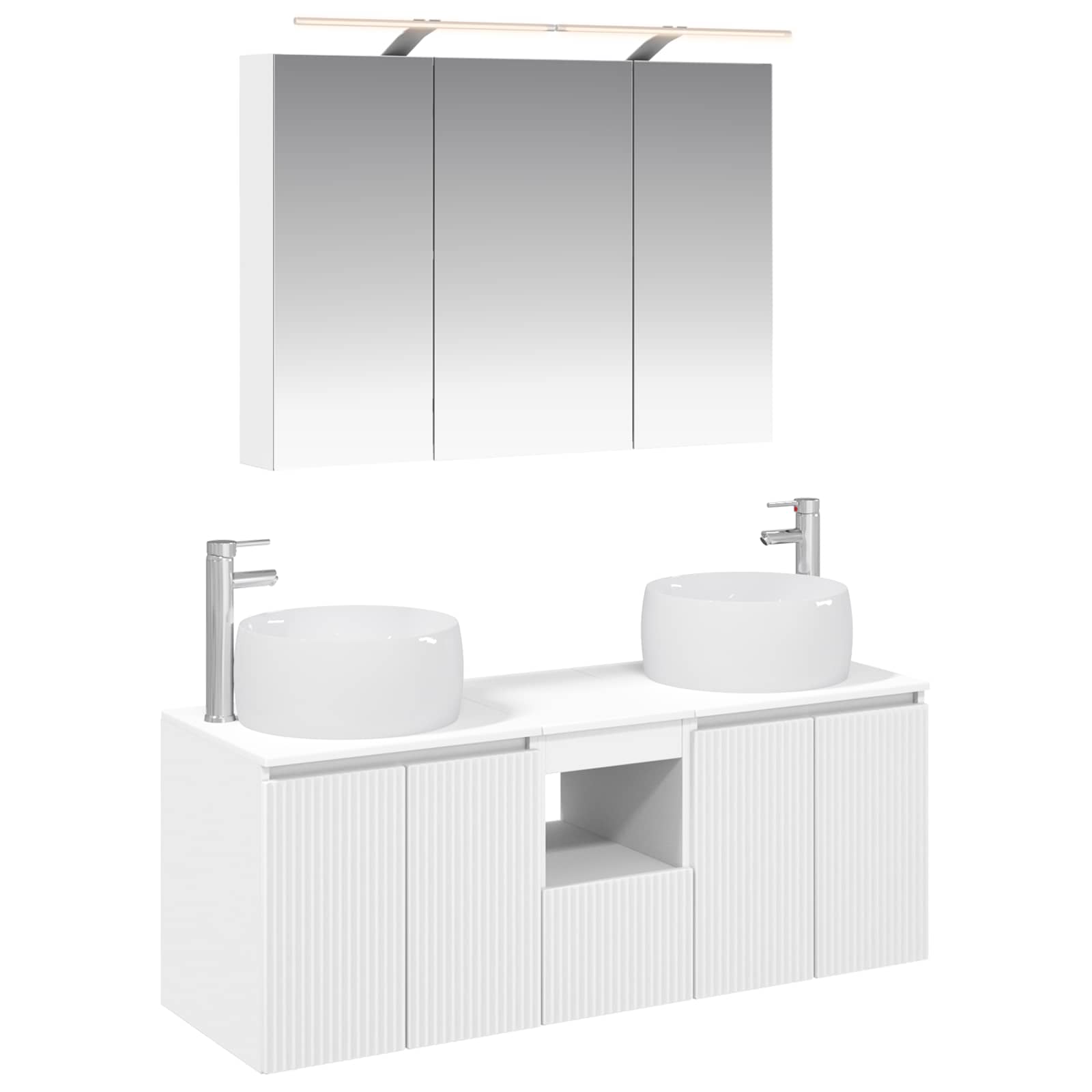 Set ormarića za kupaonicu 4 pcs Bijela Konstruirano drvo