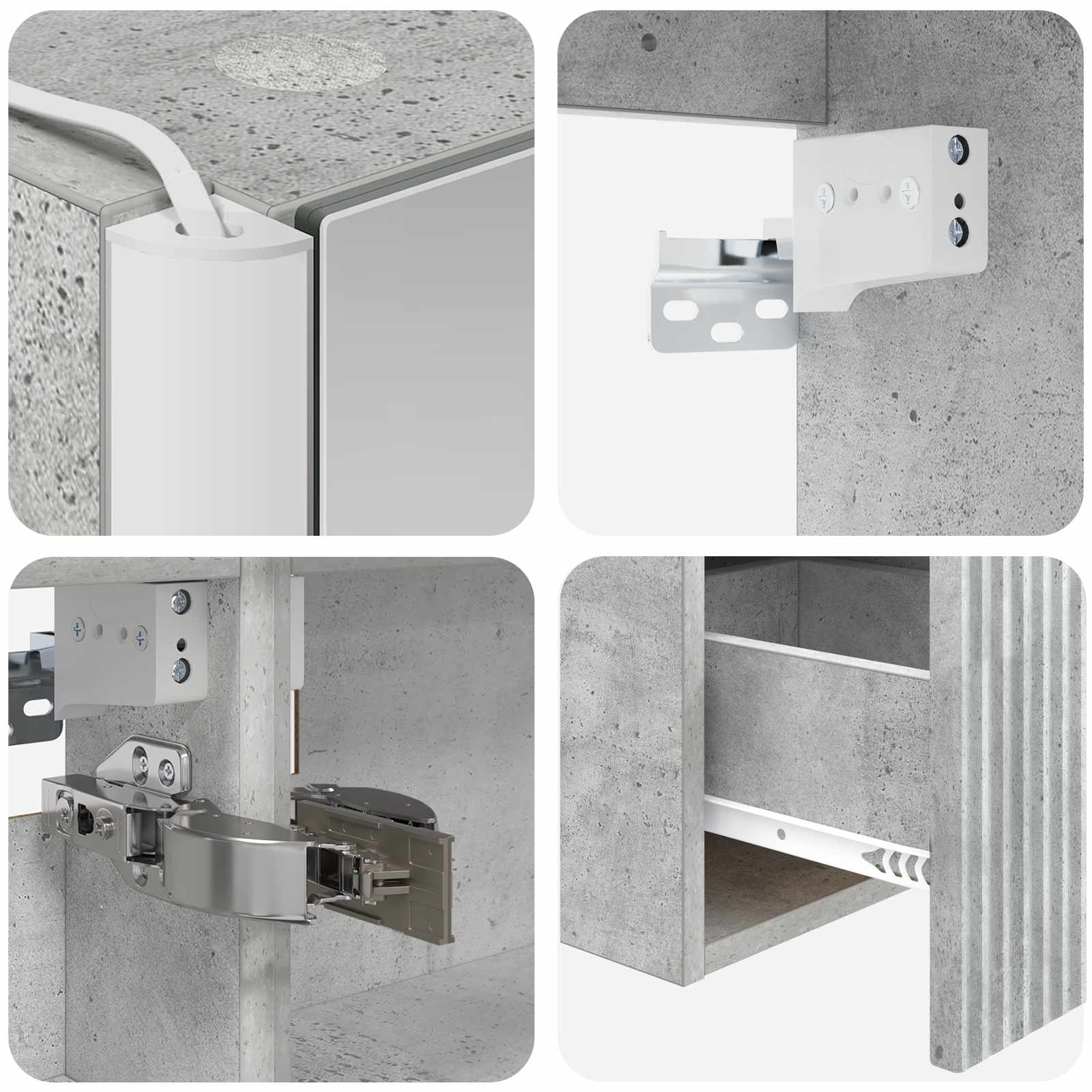 Set ormarića za kupaonicu 4 pcs Betonska siva Konstruirano drvo