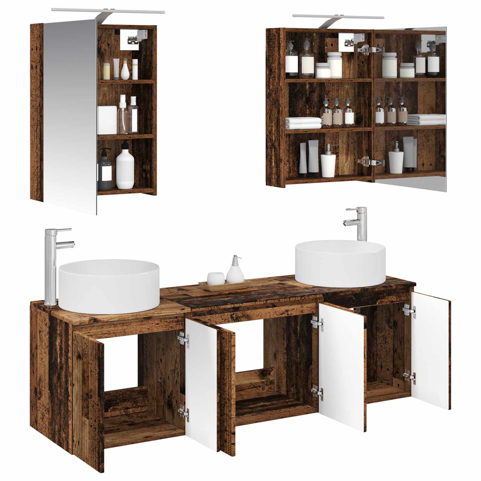 Set ormarića za kupaonicu 5 pcs Staro drvo Konstruirano drvo