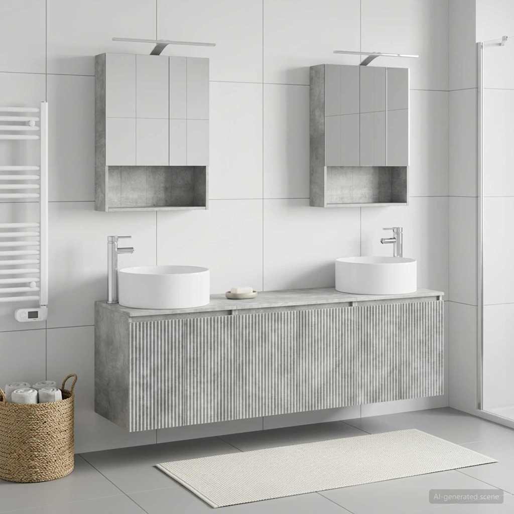 Set ormarića za kupaonicu 5 pcs Betonska siva Konstruirano drvo