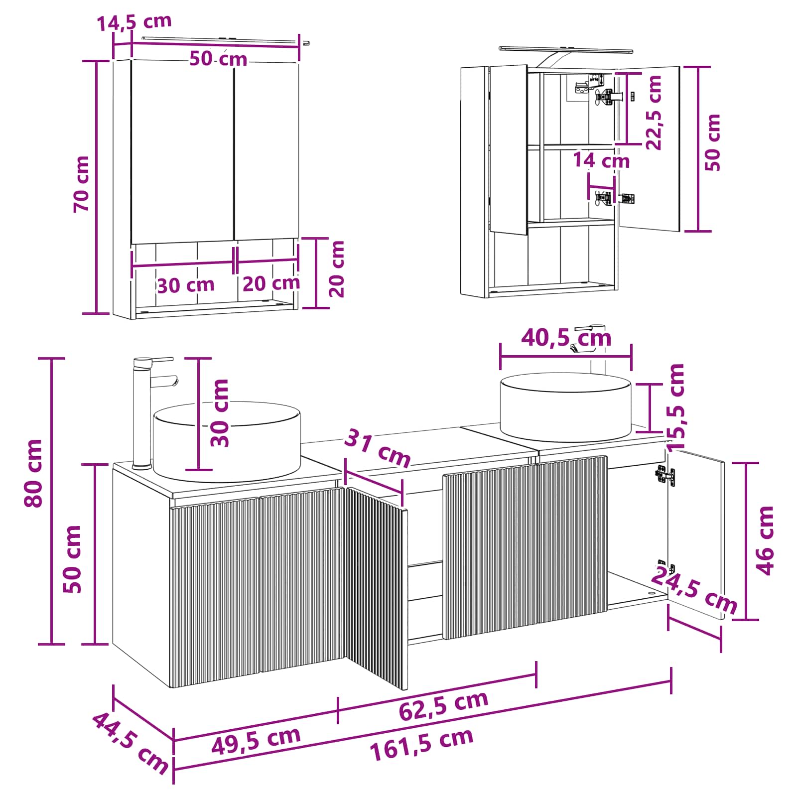 Set ormarića za kupaonicu 5 pcs Betonska siva Konstruirano drvo