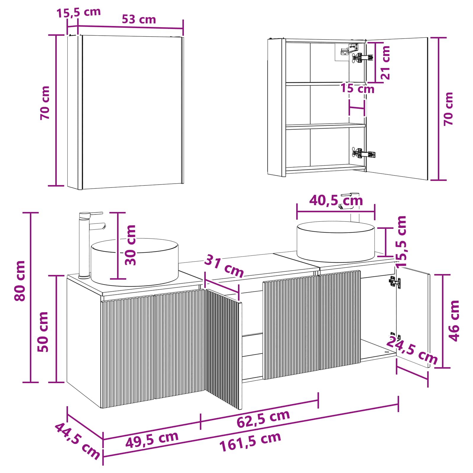 Set ormarića za kupaonicu 5 pcs Staro drvo Konstruirano drvo