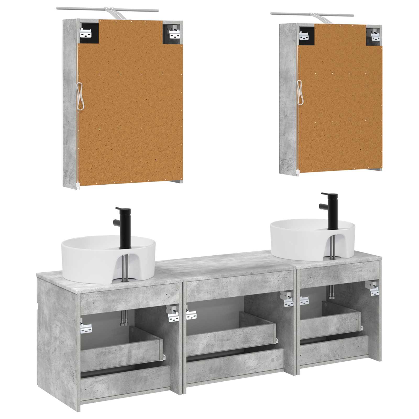 Set ormarića za kupaonicu 5 pcs Betonska siva 50 x 14,5 x 70 cm