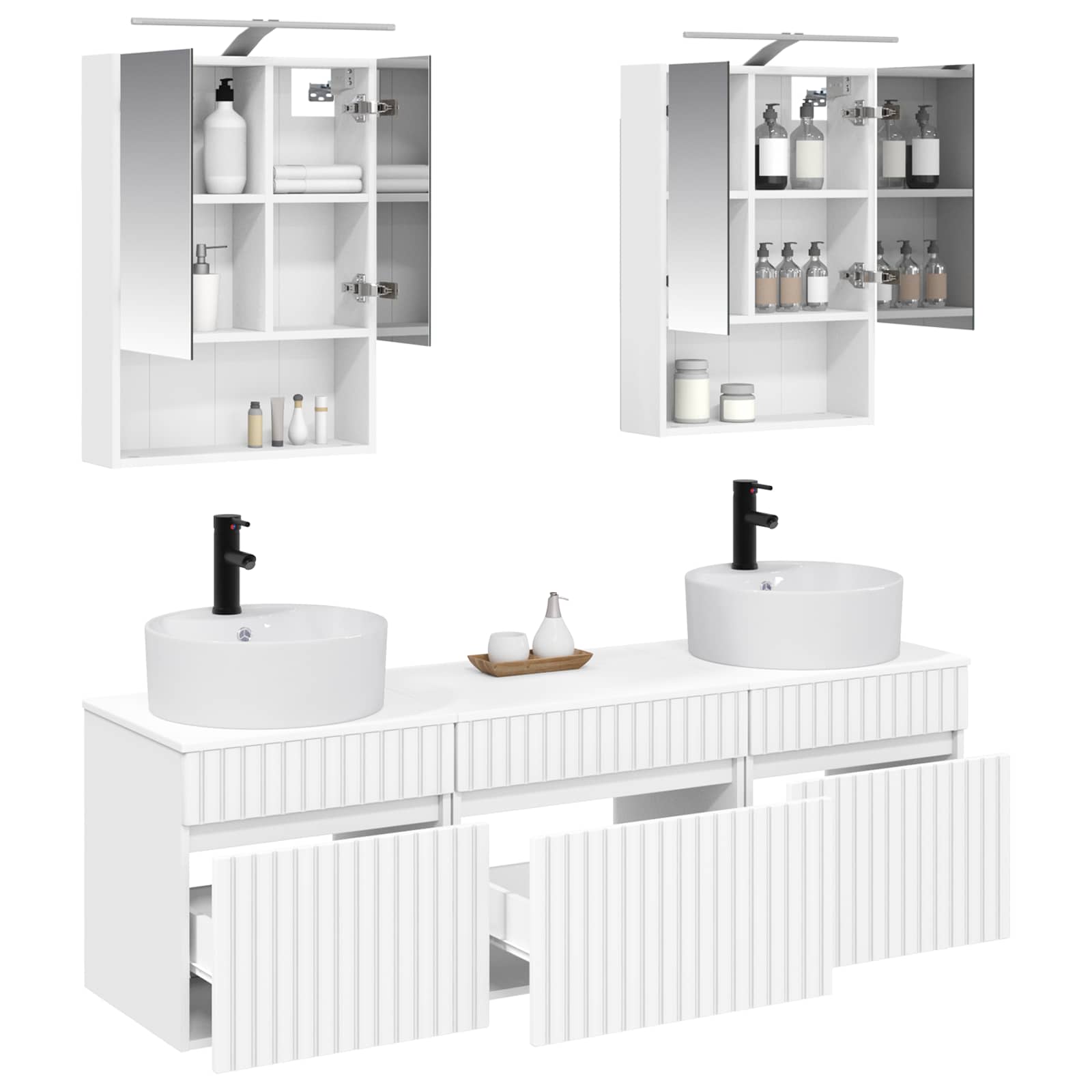 Set ormarića za kupaonicu 5 pcs Bijela 50 x 14,5 x 70 cm
