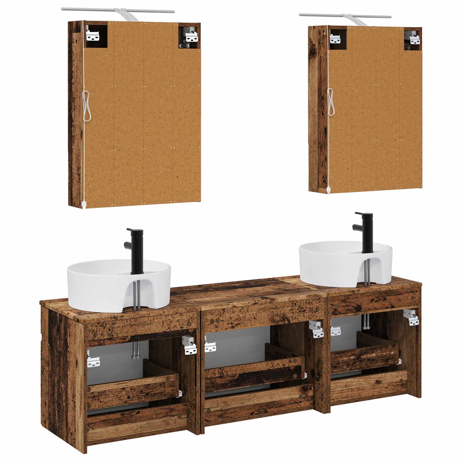 Set ormarića za kupaonicu 5 pcs Staro drvo Konstruirano drvo