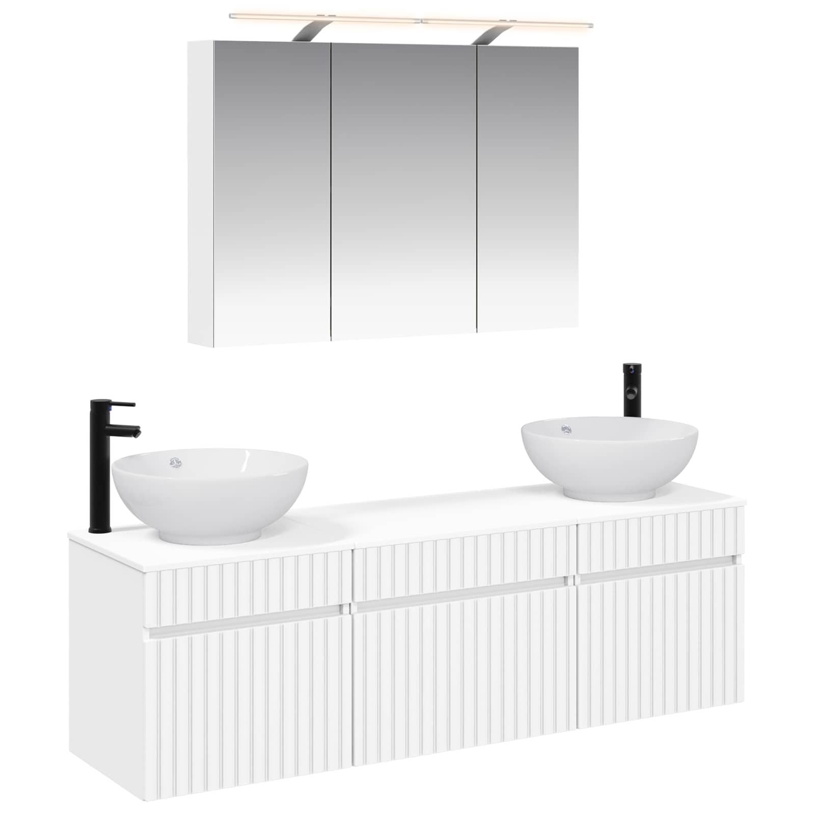 Set ormarića za kupaonicu 4 pcs Bijela 100 x 14,5 x 70 cm