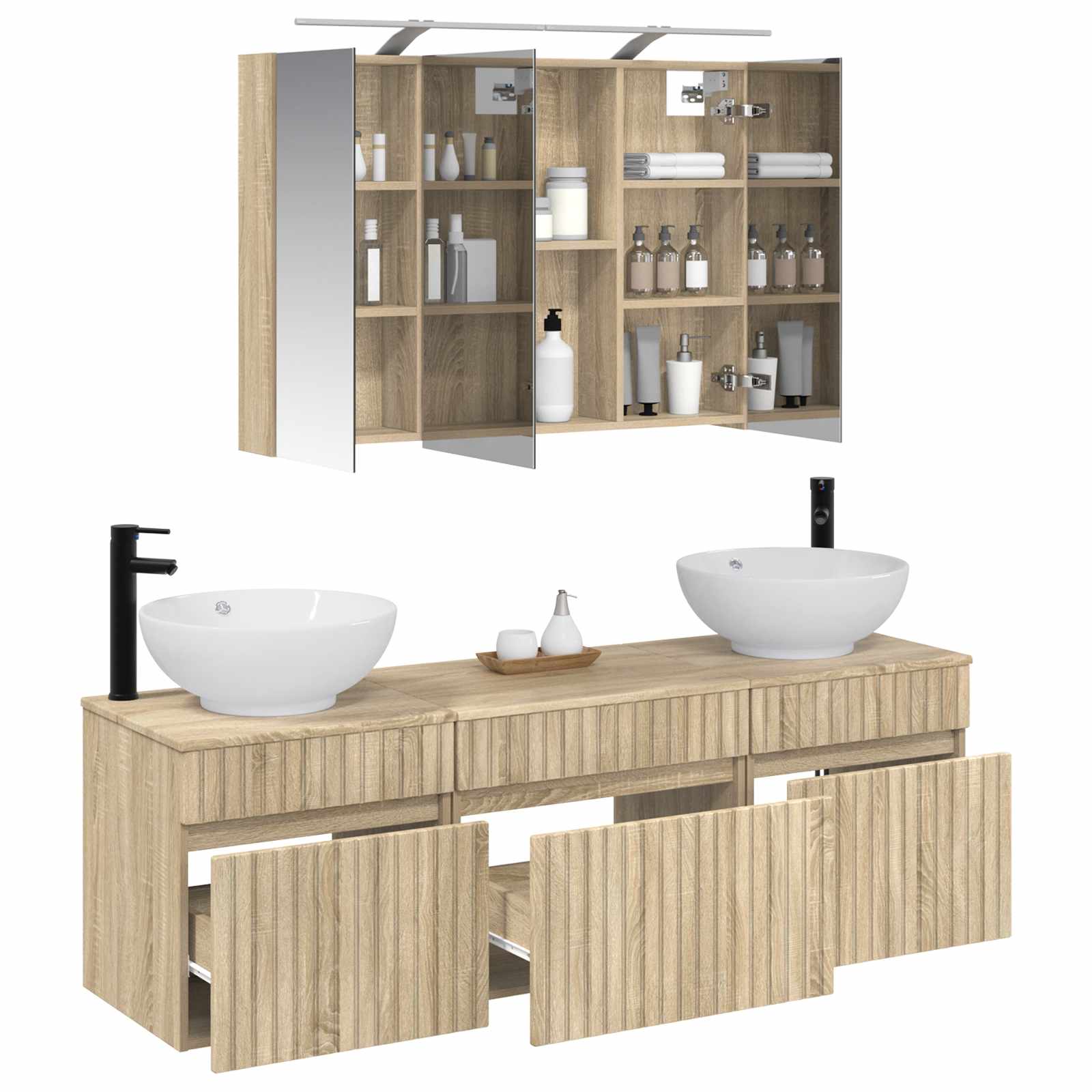 Set ormarića za kupaonicu 4 pcs Hrast sonoma Konstruirano drvo