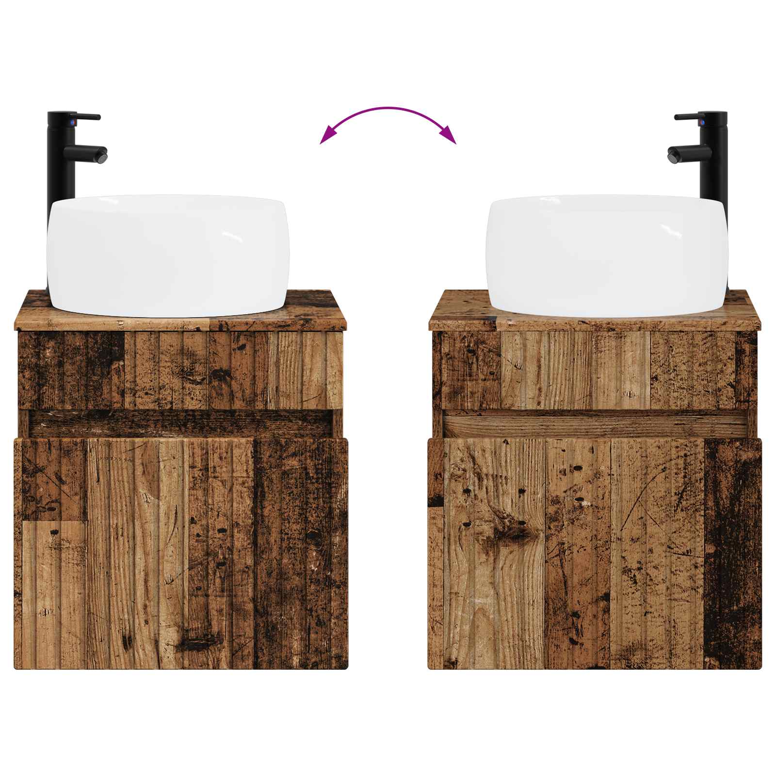 Set ormarića za kupaonicu 5 pcs Staro drvo 53 x 15,5 x 70 cm