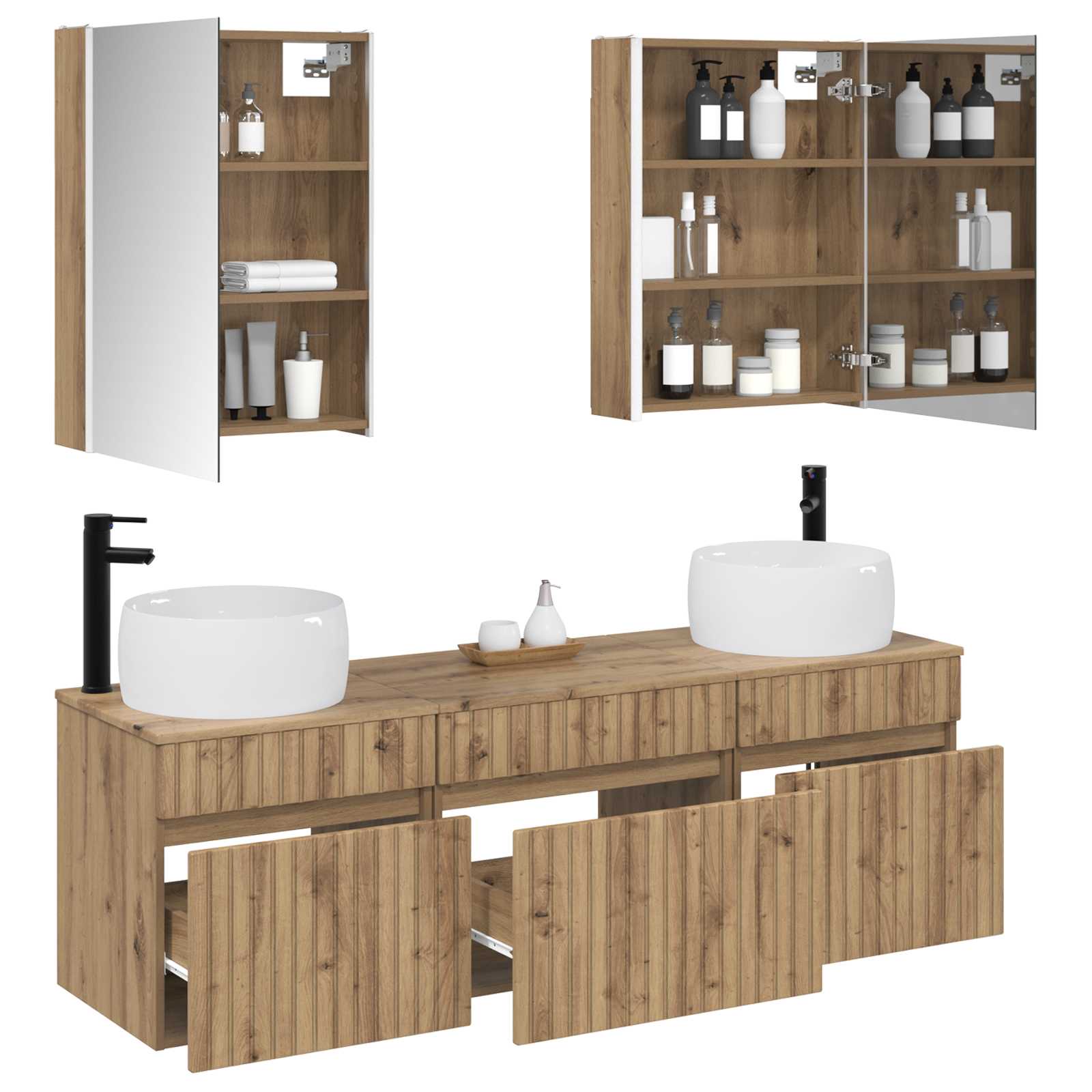 Set ormarića za kupaonicu 5 pcs Hrast artisan 53 x 15,5 x 70 cm