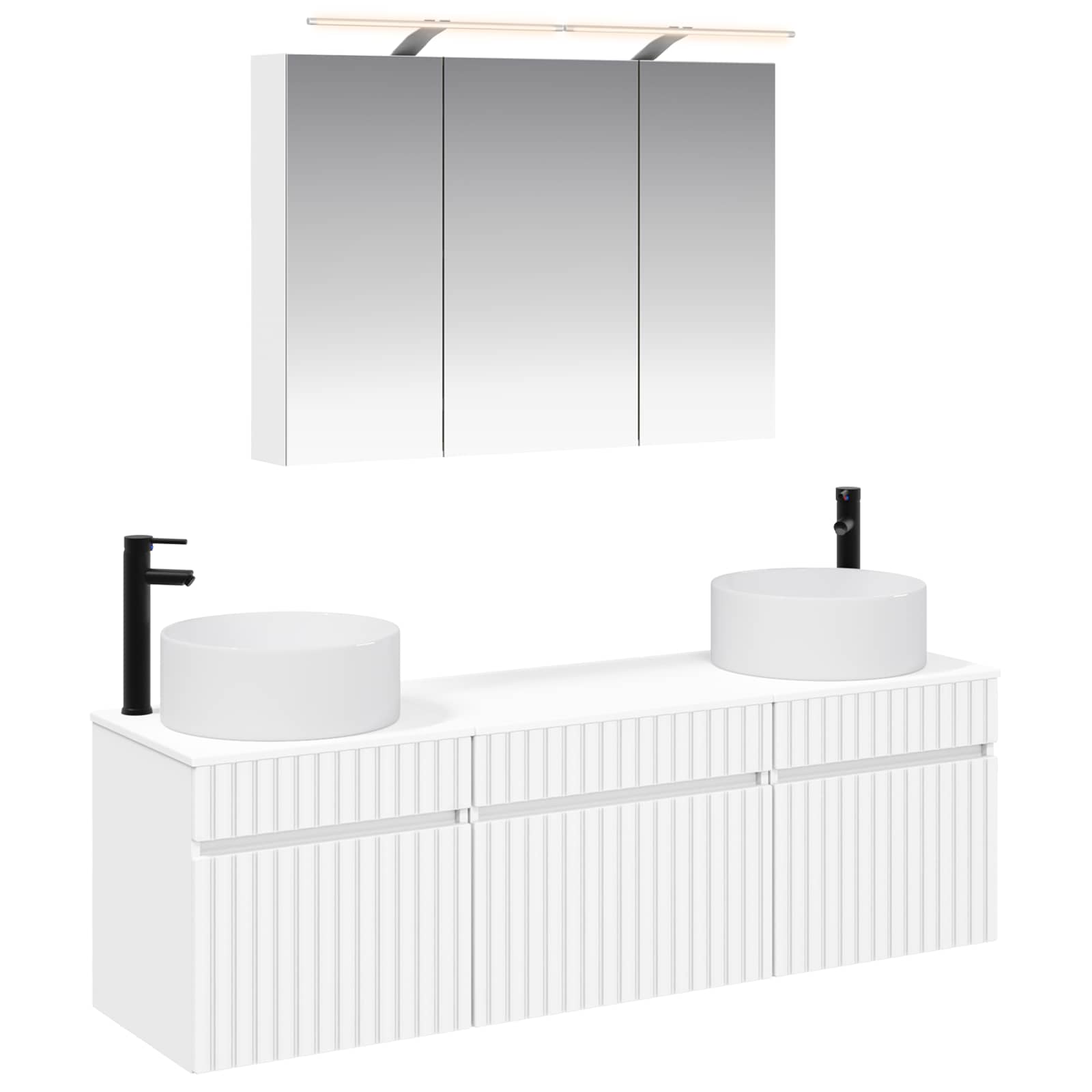 Set ormarića za kupaonicu 4 pcs Bijela 100 x 14,5 x 70 cm