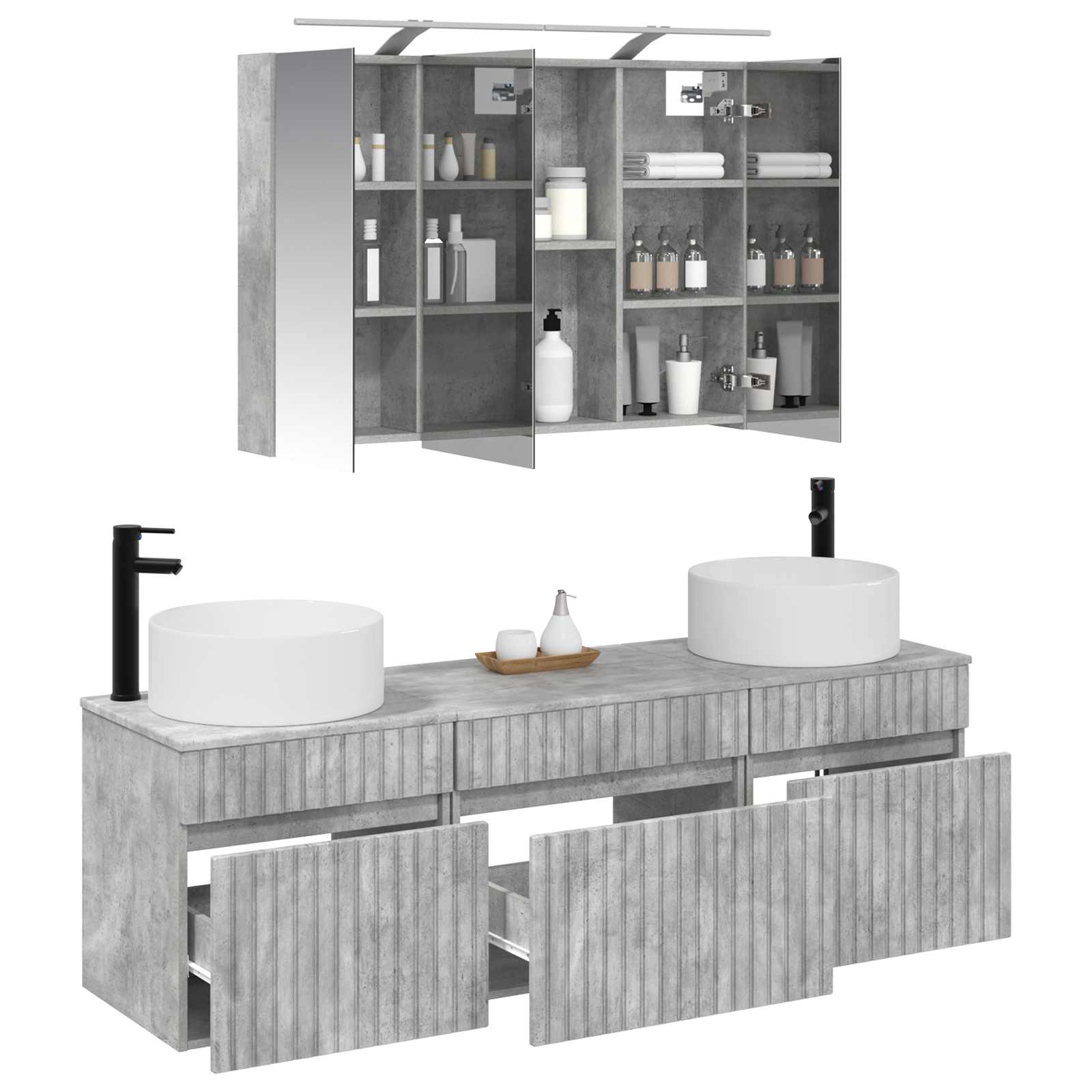 Set ormarića za kupaonicu 4 pcs Betonska siva