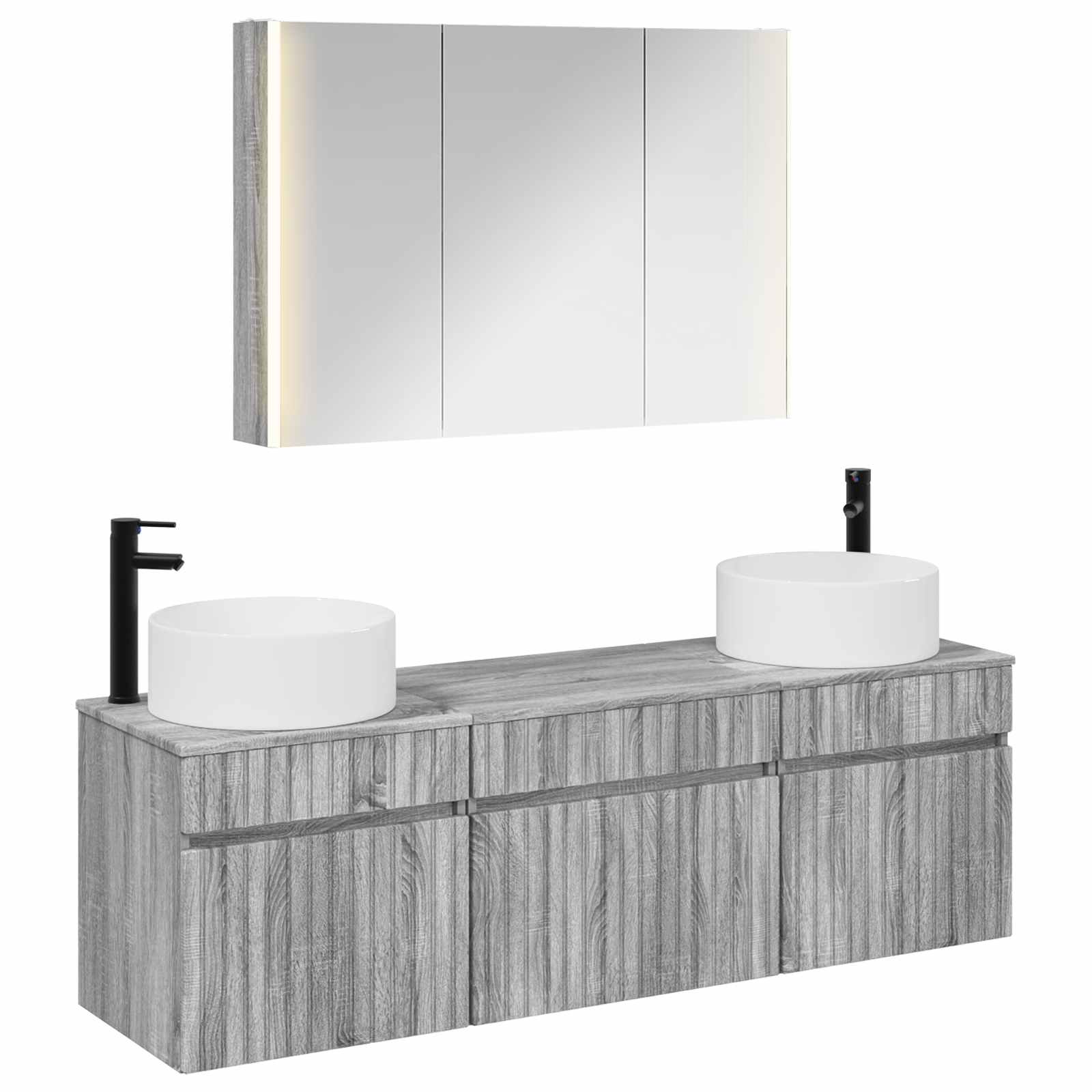 Set ormarića za kupaonicu 4 pcs Siva Sonoma