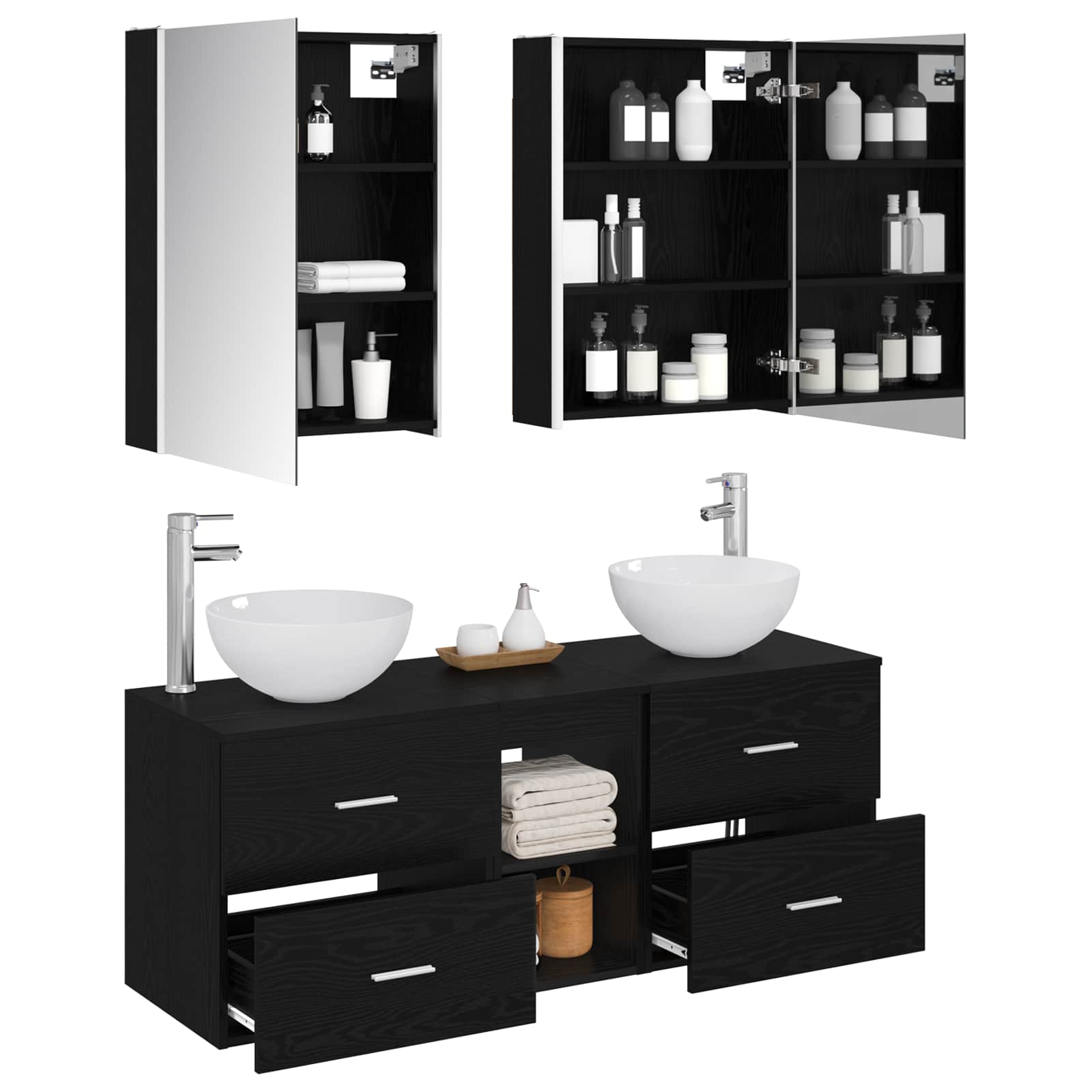 Set namještaja za kupaonicu 5 pcs Crni hrast