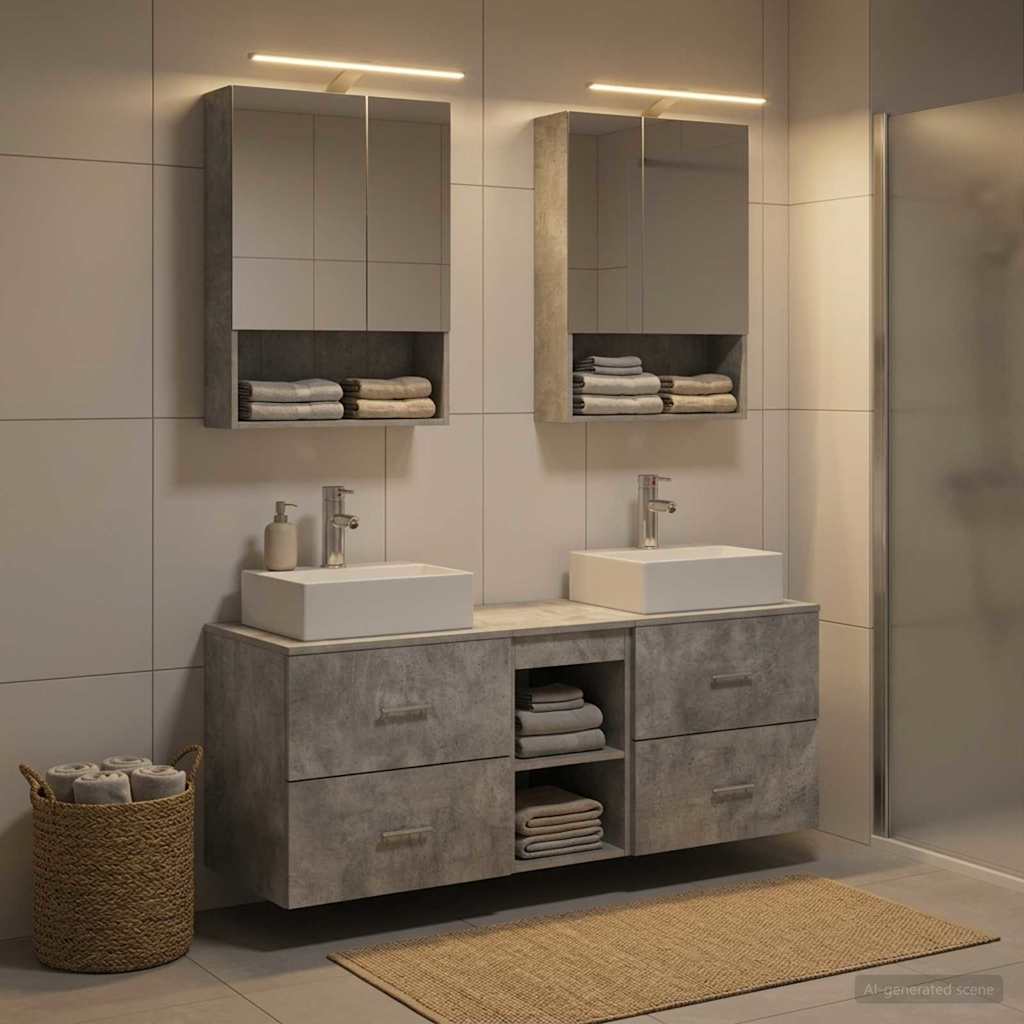 Set namještaja za kupaonicu 5 pcs Betonska siva