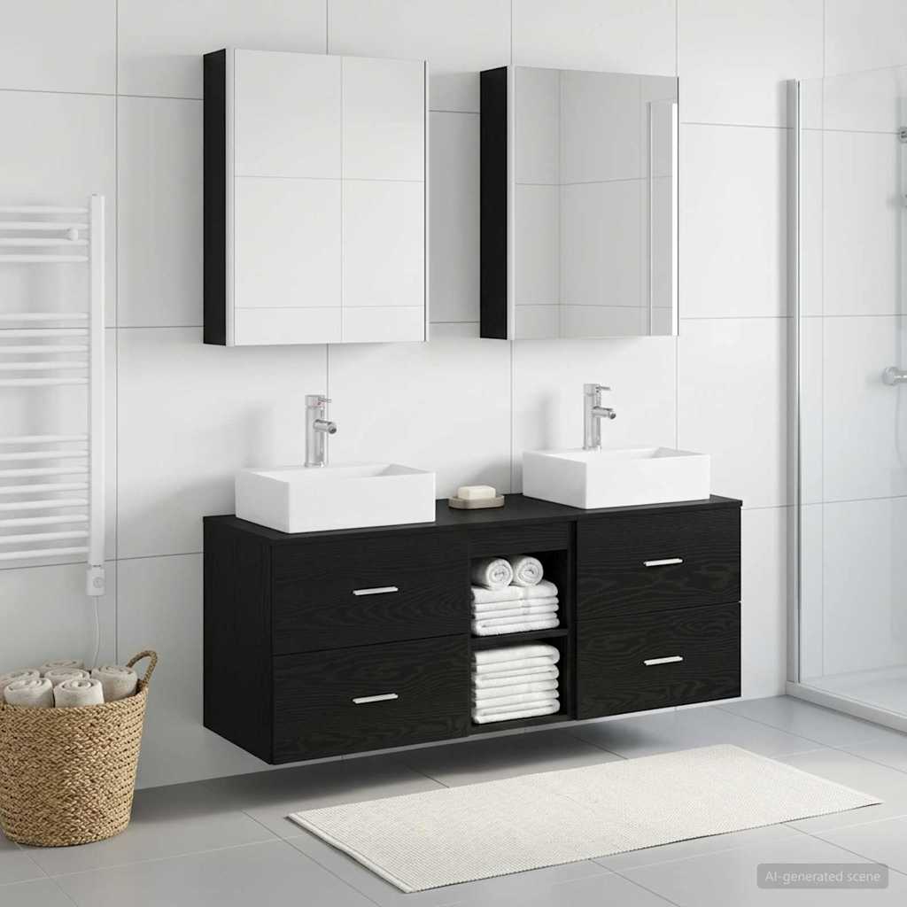 Set namještaja za kupaonicu 5 pcs Crni hrast