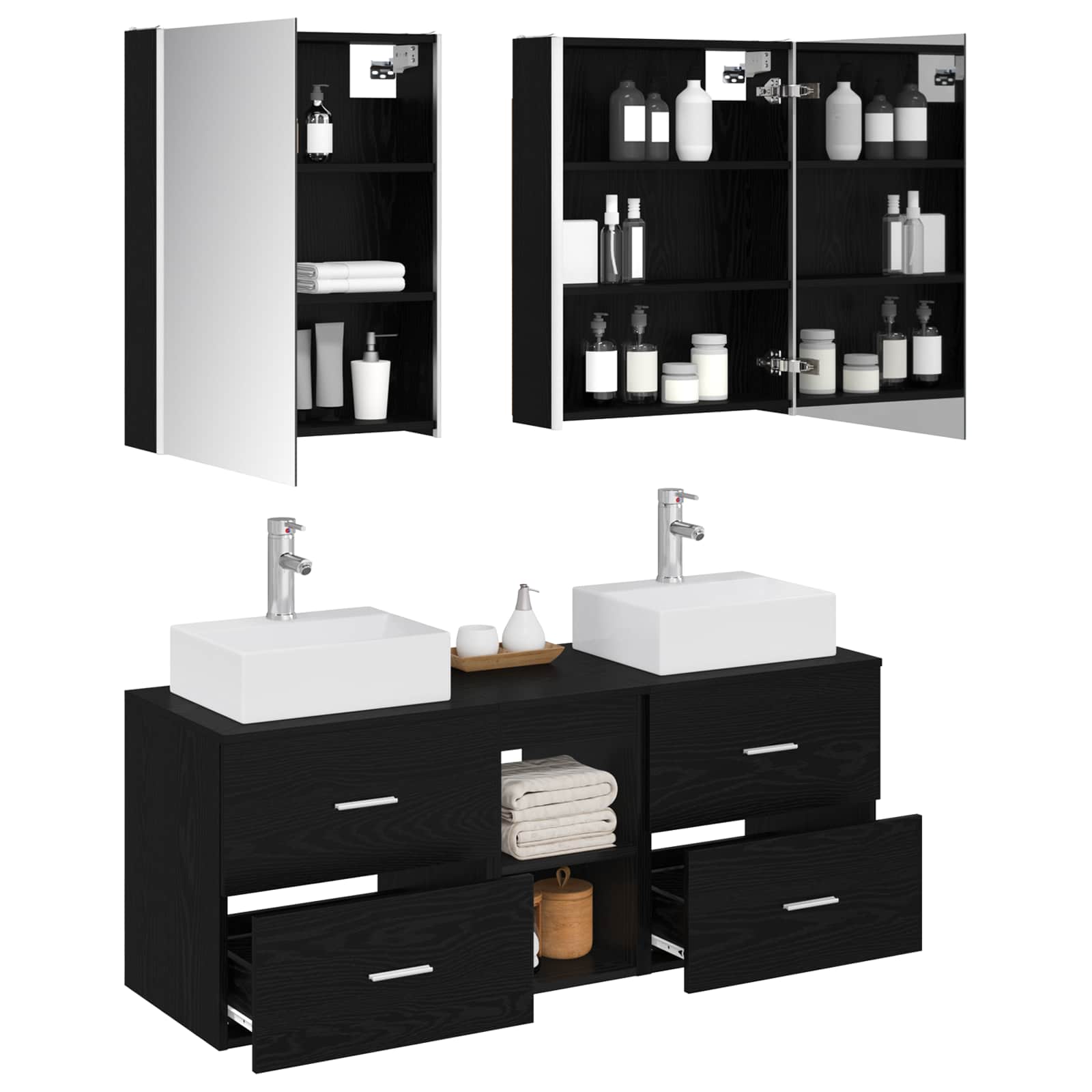 Set namještaja za kupaonicu 5 pcs Crni hrast