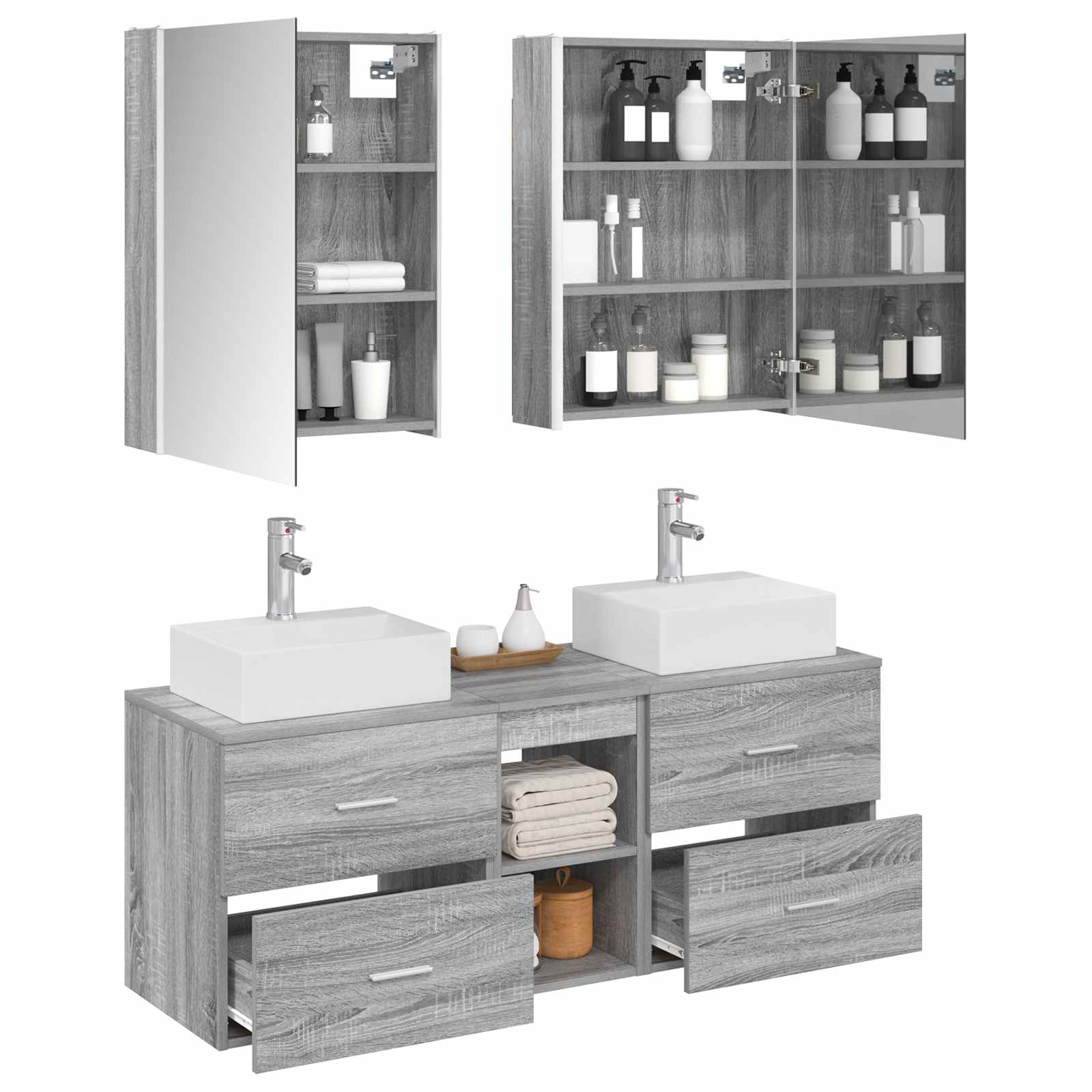 Set namještaja za kupaonicu 5 pcs Siva Sonoma