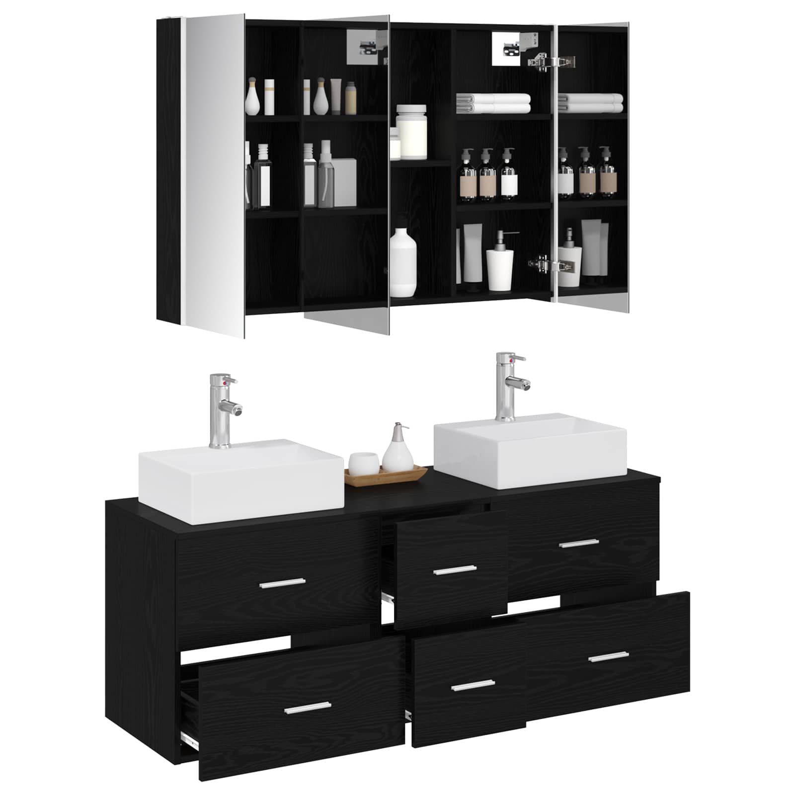 Set namještaja za kupaonicu 4 pcs Crni hrast