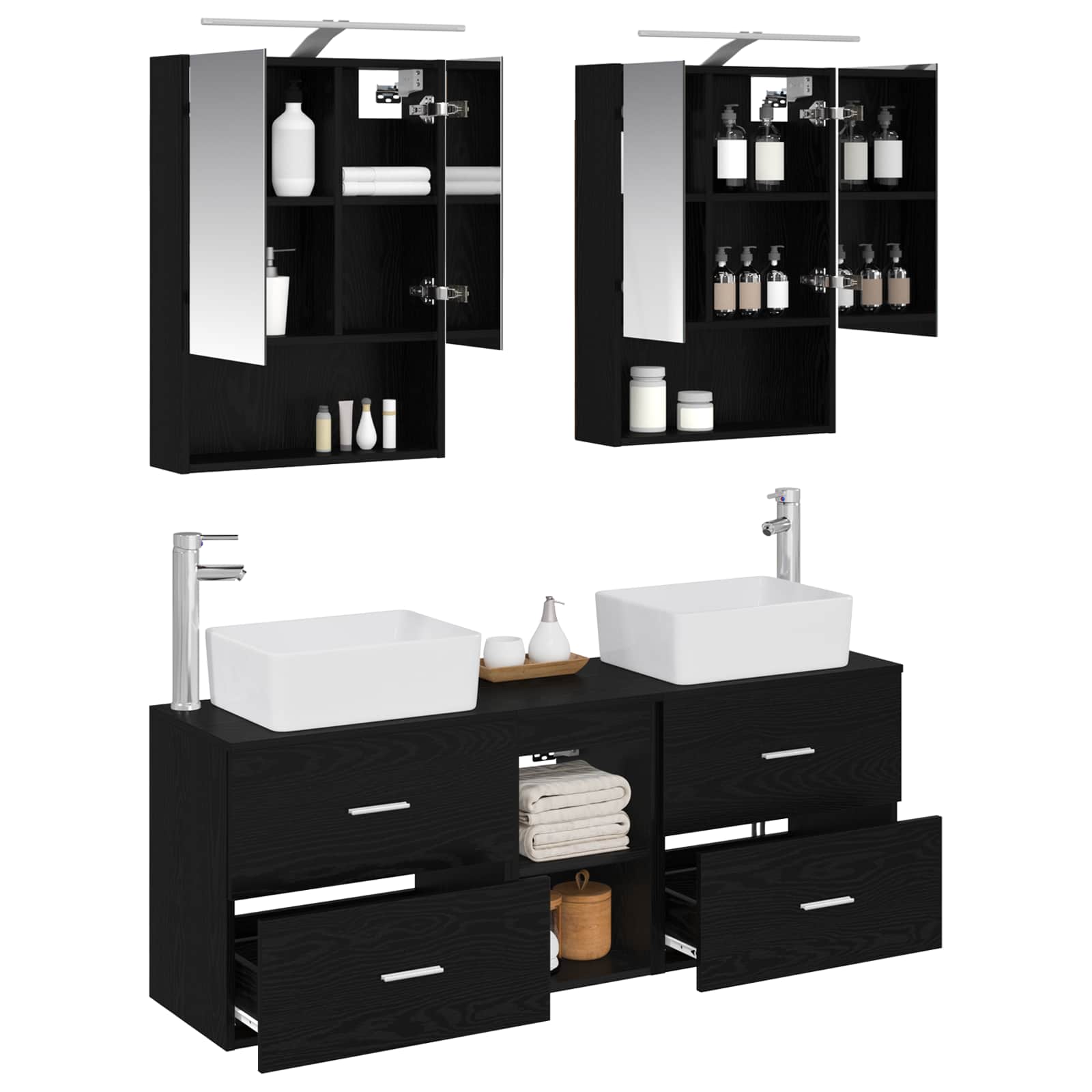 Set namještaja za kupaonicu 5 pcs Crni hrast