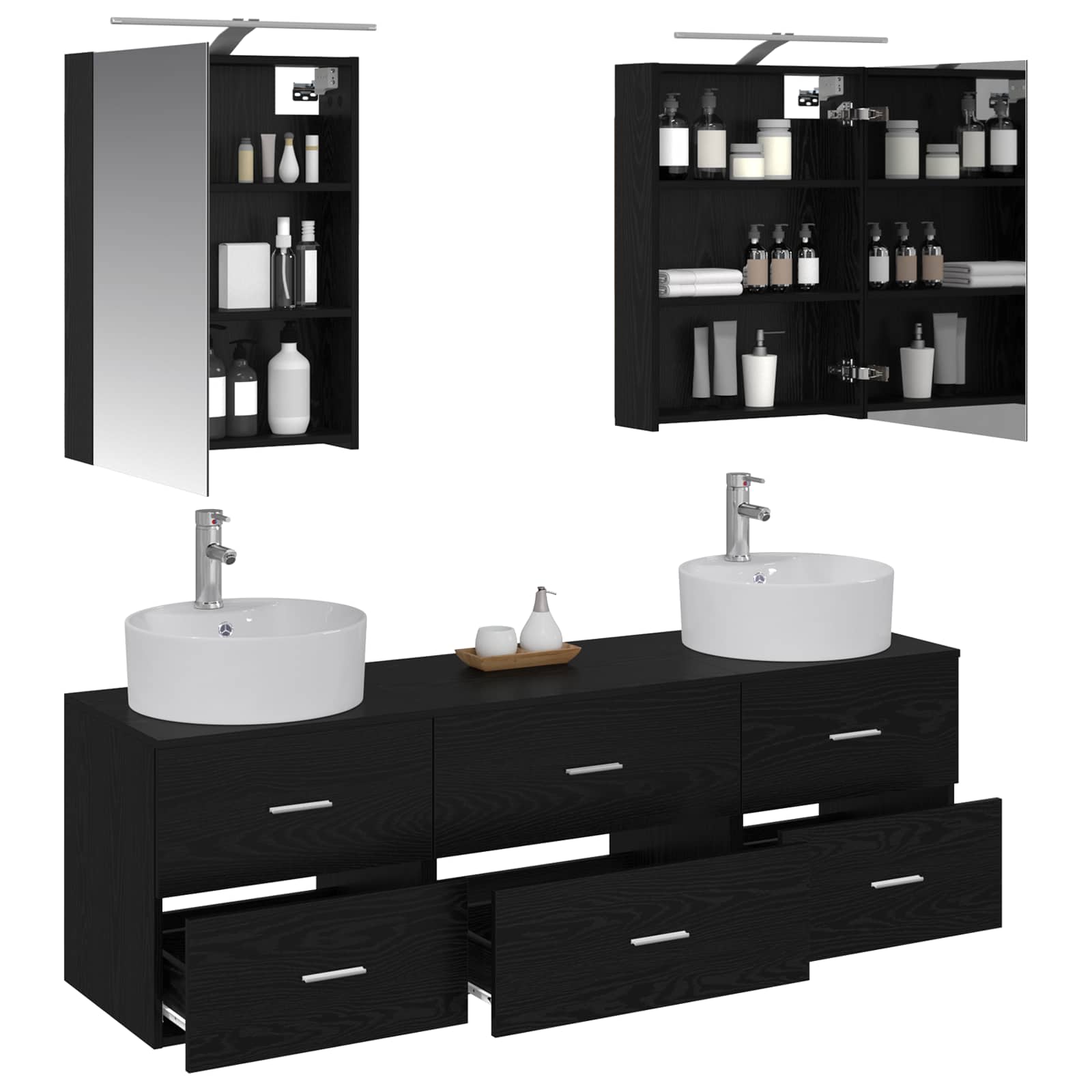Set namještaja za kupaonicu 5 pcs Crni hrast