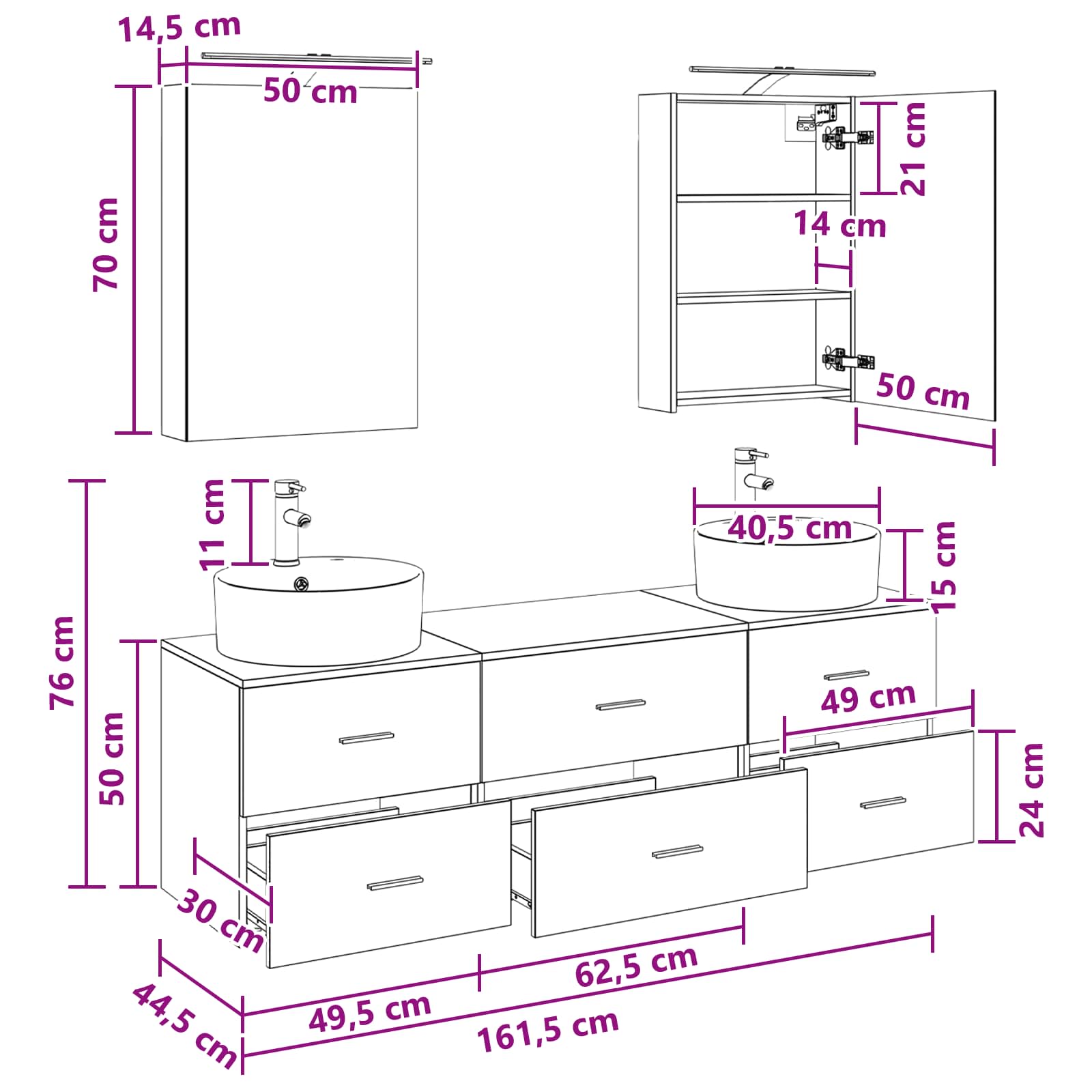 Set namještaja za kupaonicu 5 pcs Hrast artisan