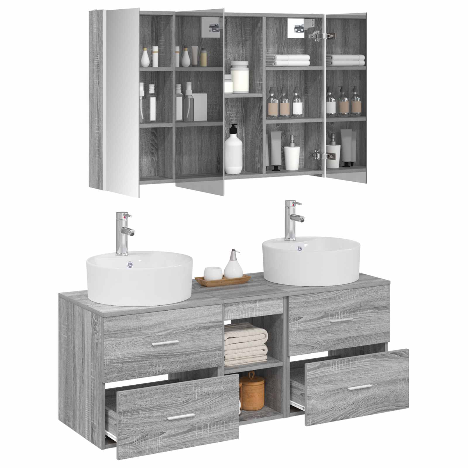 Set namještaja za kupaonicu 4 pcs Siva Sonoma