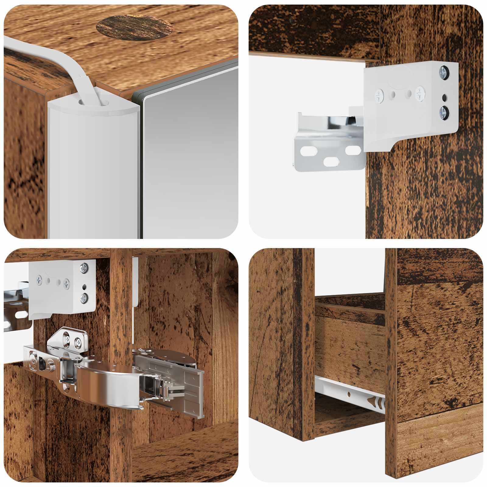Set namještaja za kupaonicu 4 pcs Staro drvo