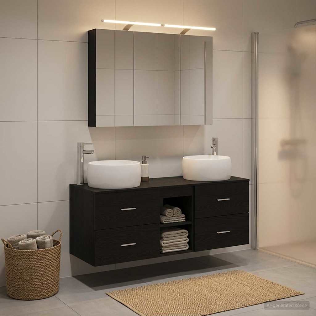 Set namještaja za kupaonicu 4 pcs Crni hrast