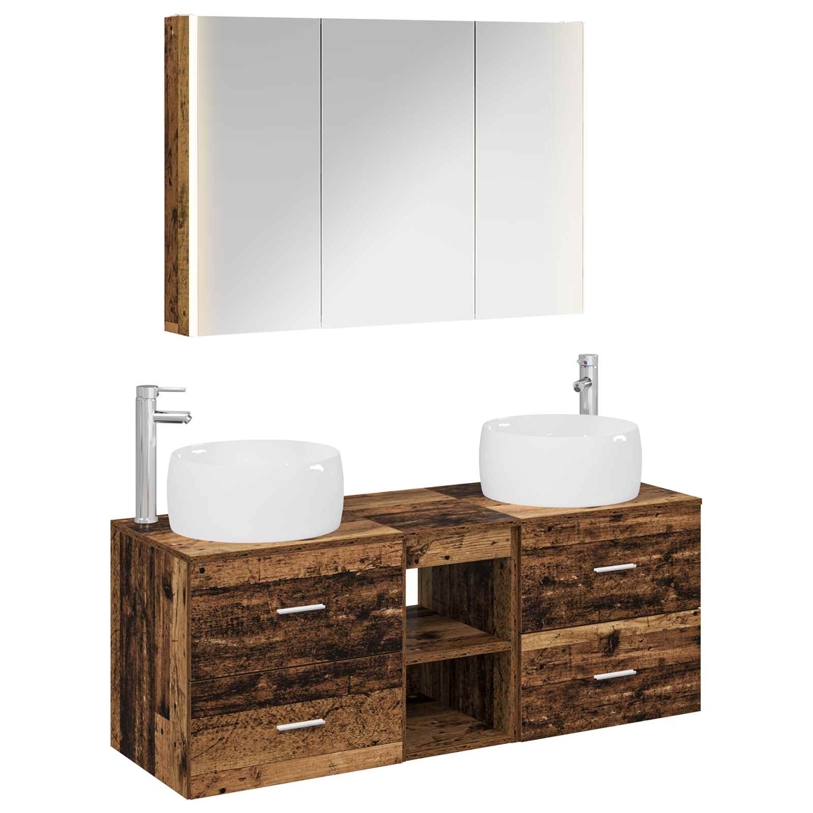 Set namještaja za kupaonicu 4 pcs Staro drvo