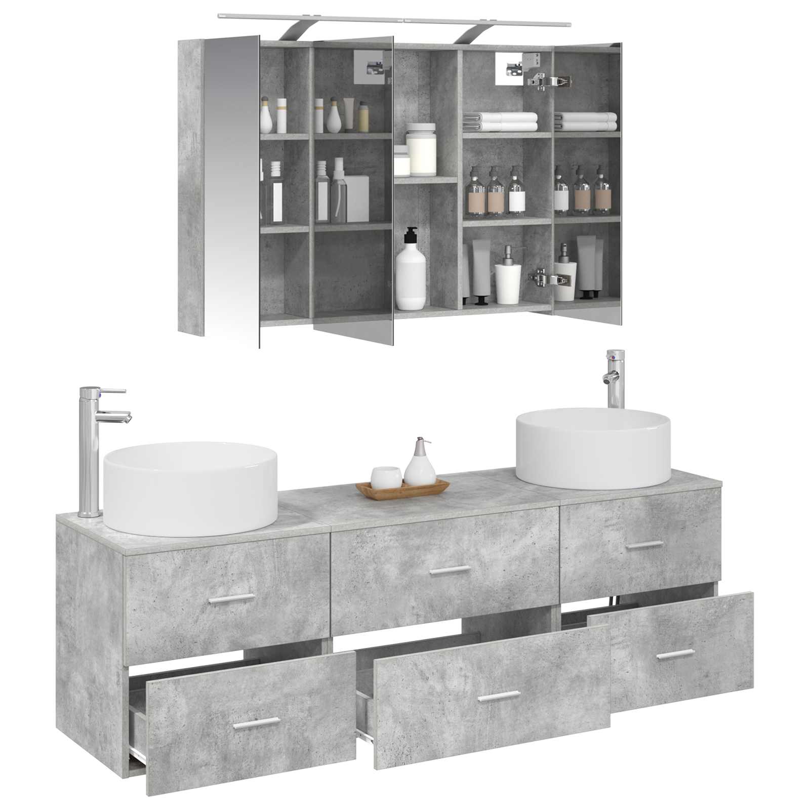 Set namještaja za kupaonicu 4 pcs Betonska siva