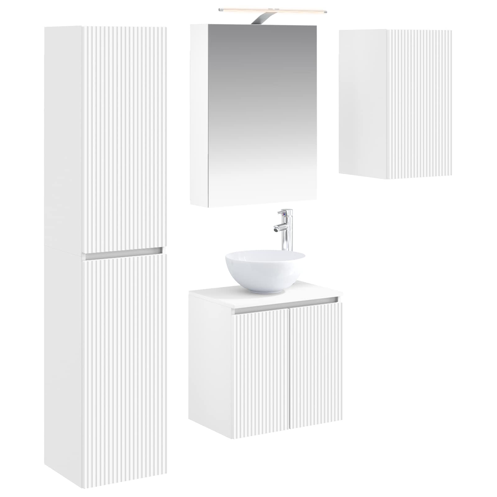 Set ormarića za kupaonicu 5 pcs Bijela 50 x 14,5 x 70 cm