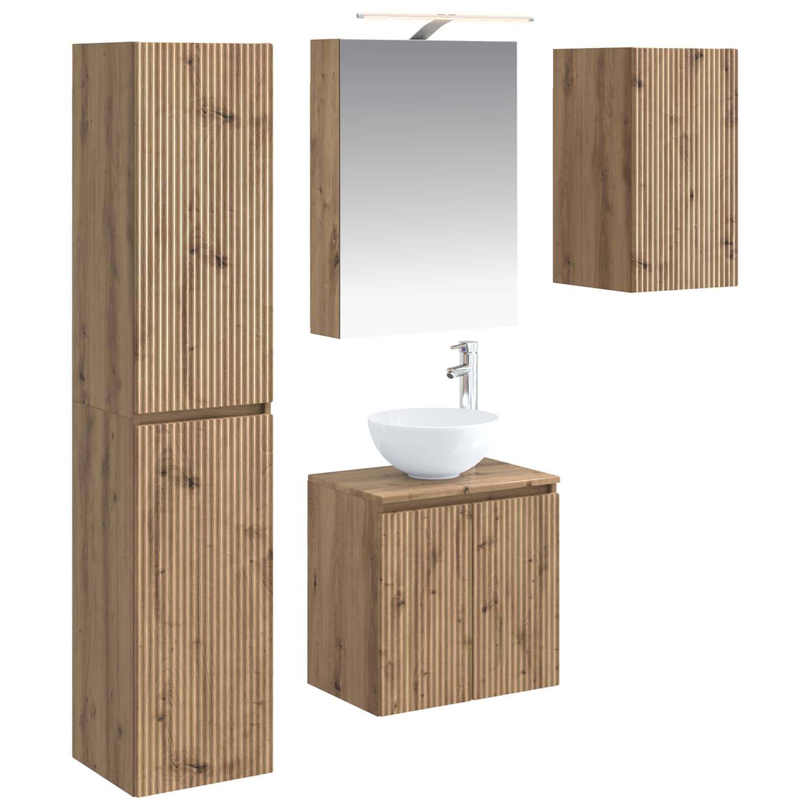 Set ormarića za kupaonicu 5 pcs Hrast artisan 50 x 14,5 x 70 cm