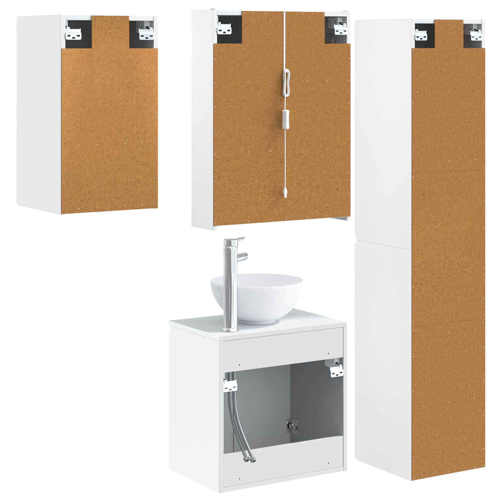 Set ormarića za kupaonicu 5 pcs Bijela 53 x 15,5 x 70 cm