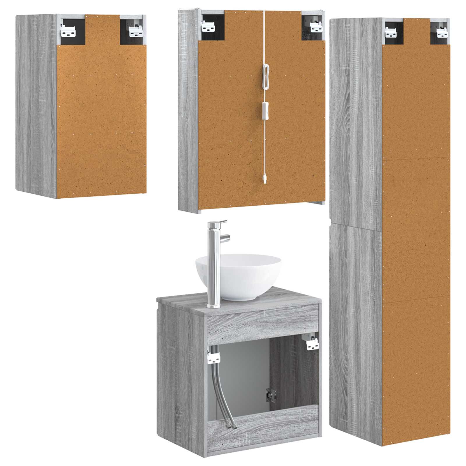 Set ormarića za kupaonicu 5 pcs Siva Sonoma 53 x 15,5 x 70 cm