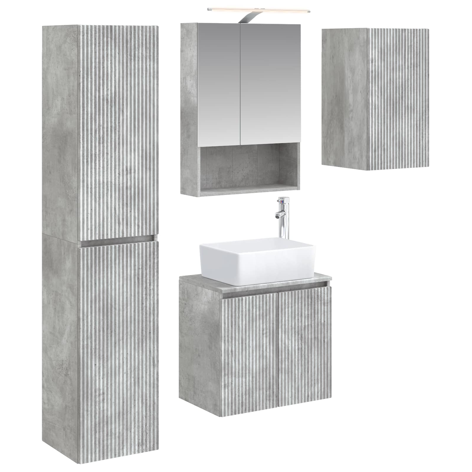 Set ormarića za kupaonicu 5 pcs Betonska siva 50 x 14,5 x 70 cm