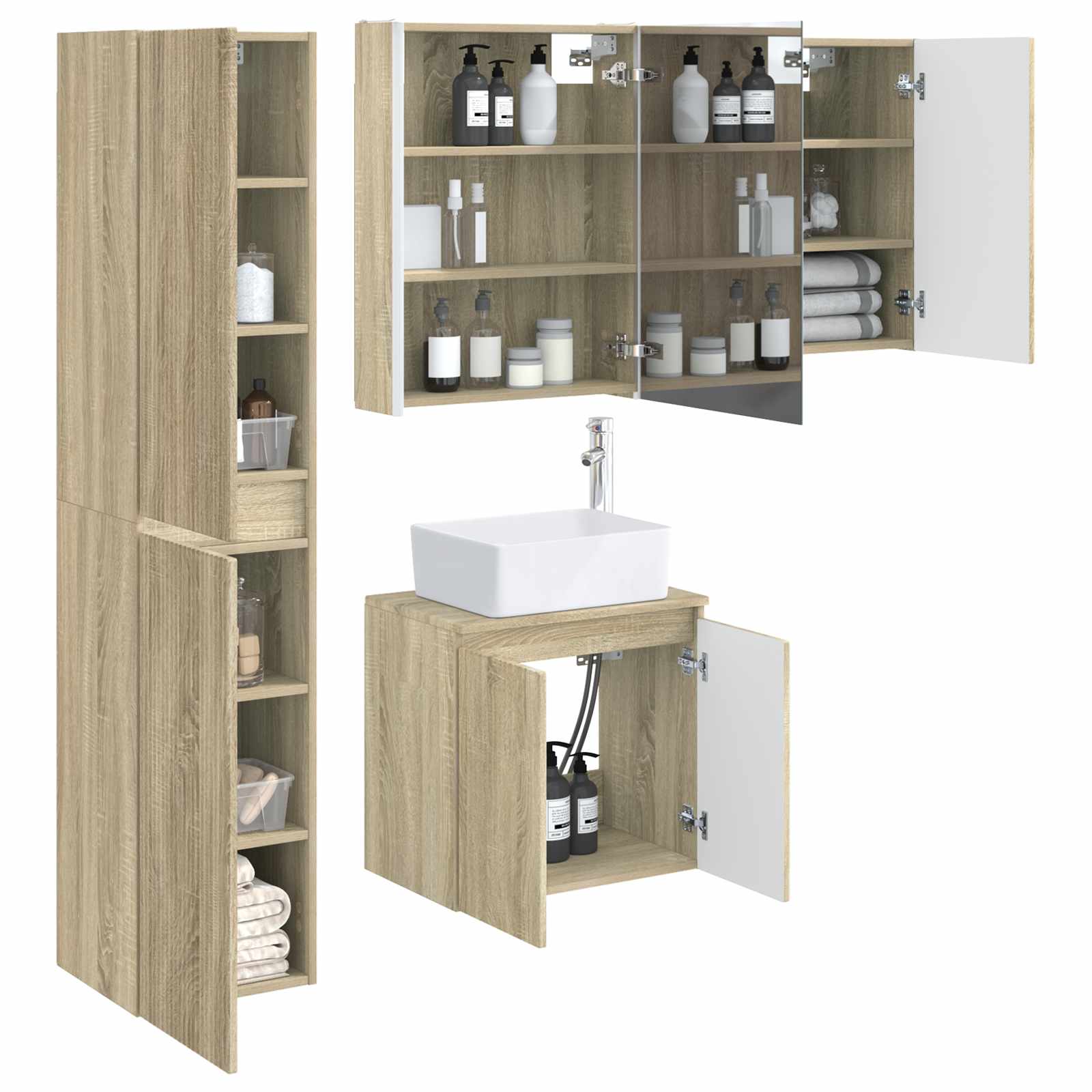 Set ormarića za kupaonicu 5 pcs Hrast sonoma 53 x 15,5 x 70 cm