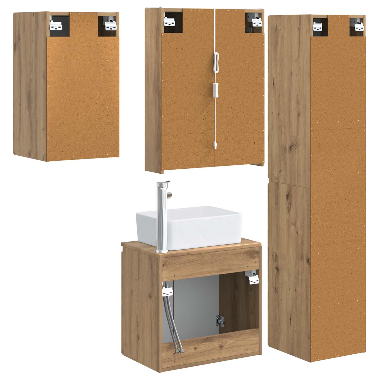 Set ormarića za kupaonicu 5 pcs Hrast artisan 53 x 15,5 x 70 cm