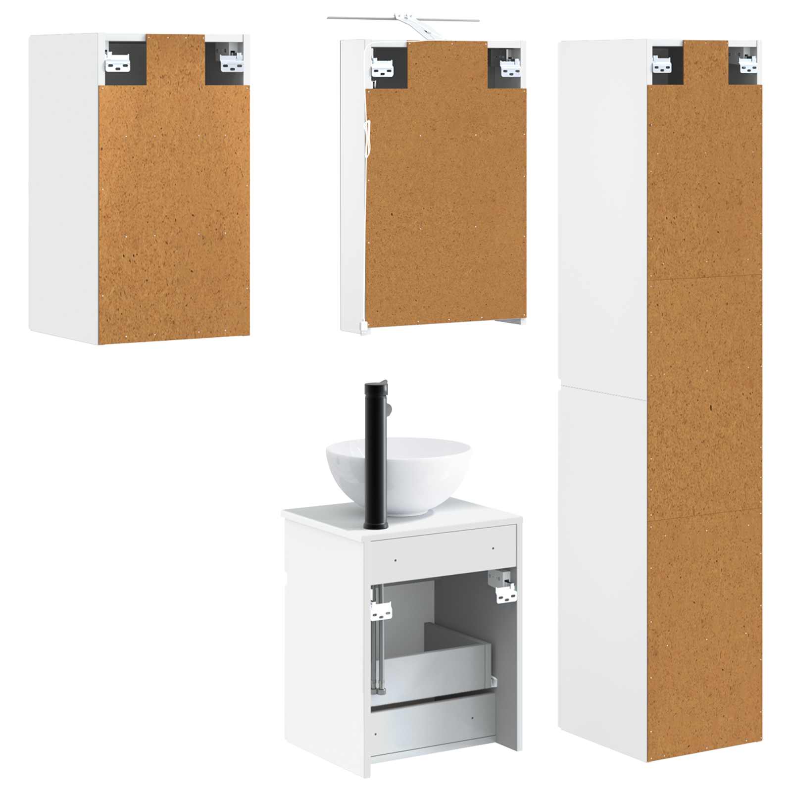 Set ormarića za kupaonicu 5 pcs Bijela 40 x 10,5 x 60,5 cm