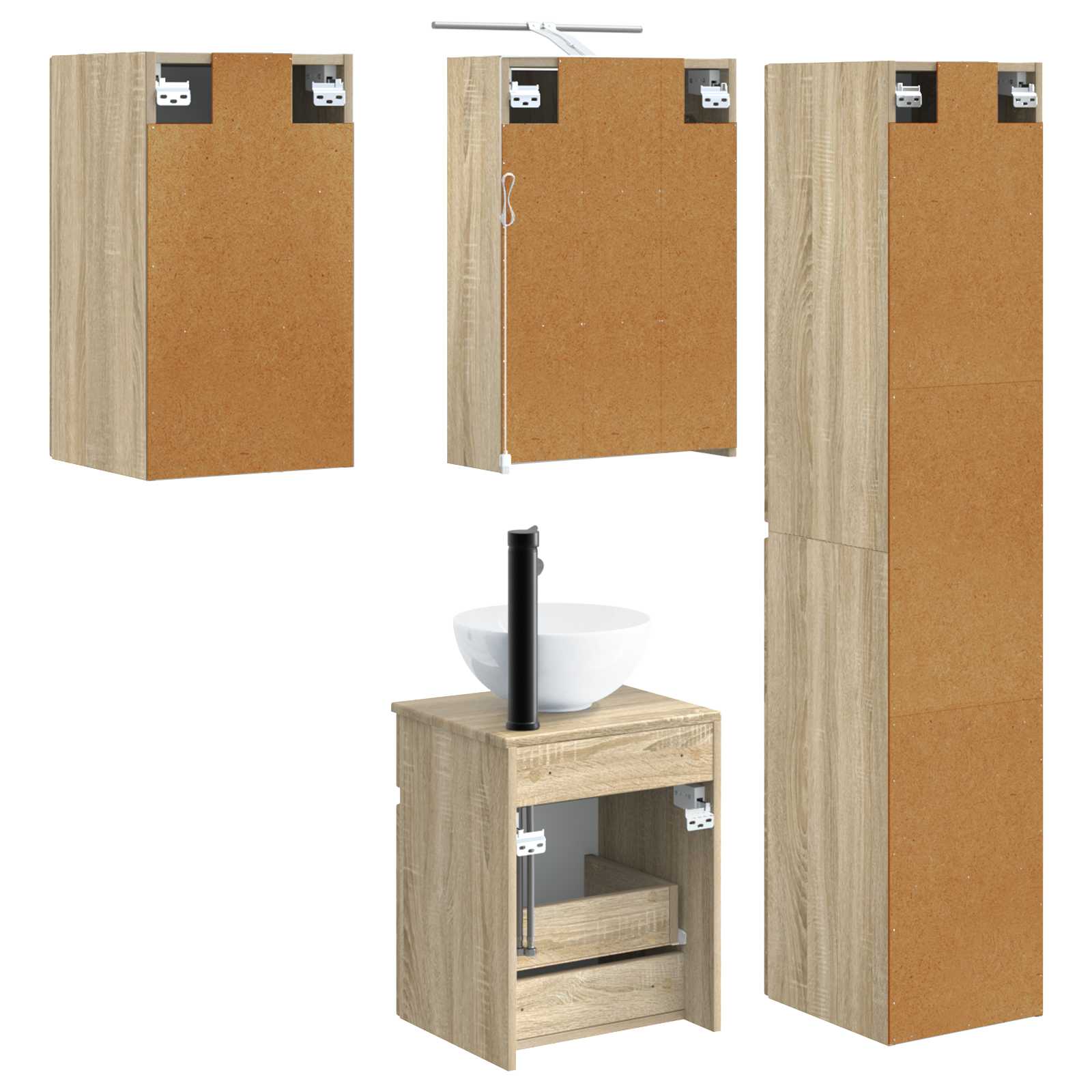 Set ormarića za kupaonicu 5 pcs Hrast sonoma 43 x 16 x 62,5 cm