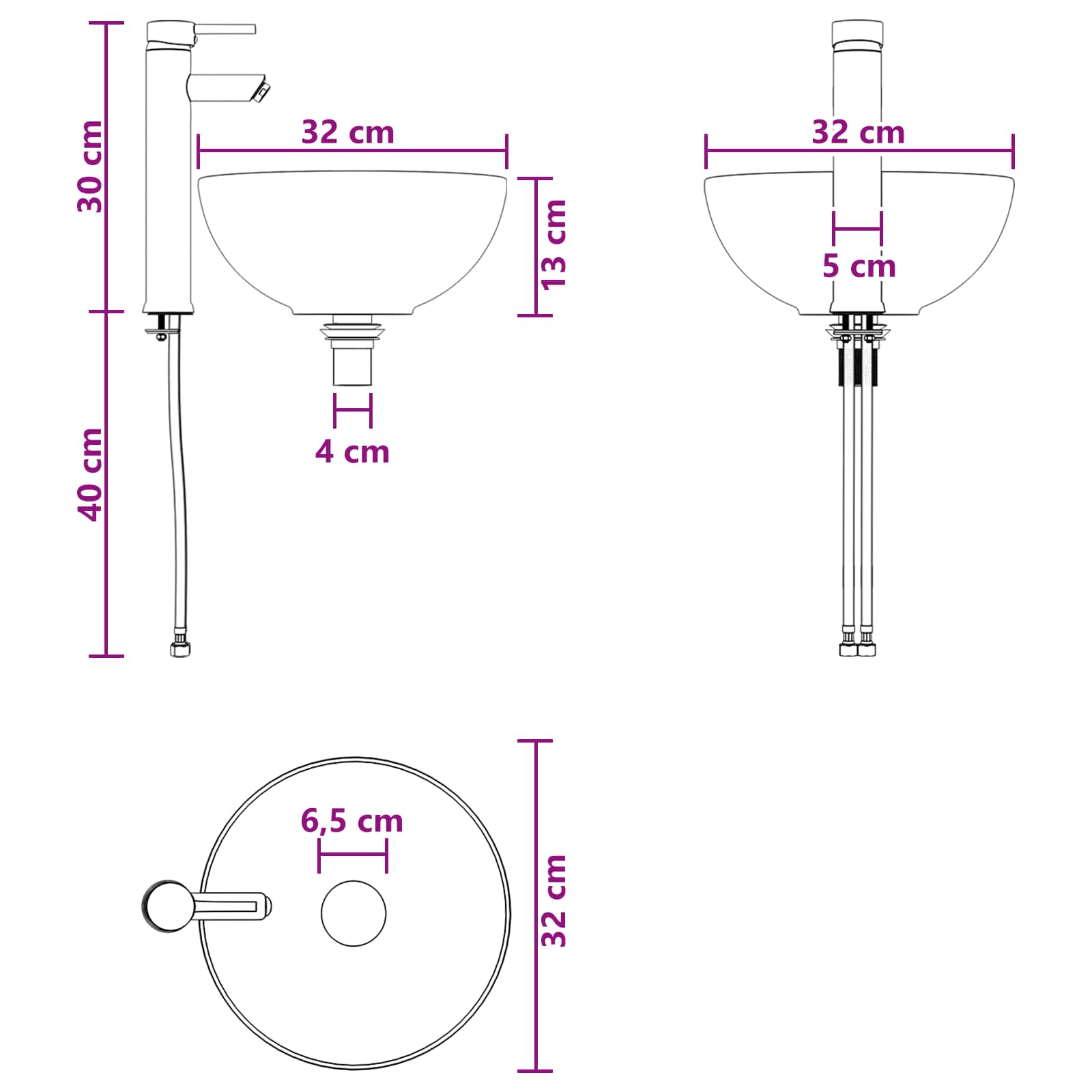 Set ormarića za kupaonicu 5 pcs Bijela 43 x 11,5 x 60,5 cm