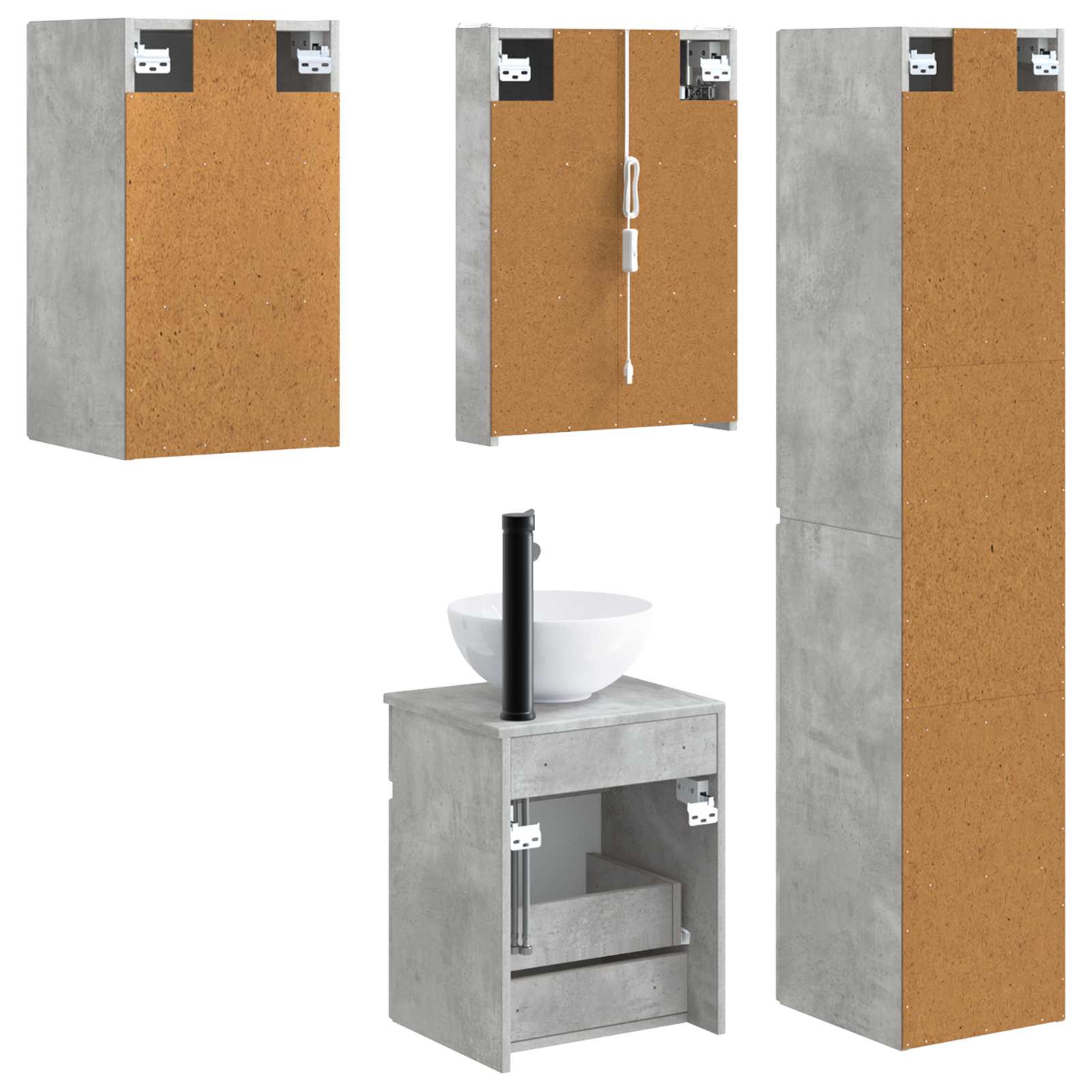 Set ormarića za kupaonicu 5 pcs Betonska siva