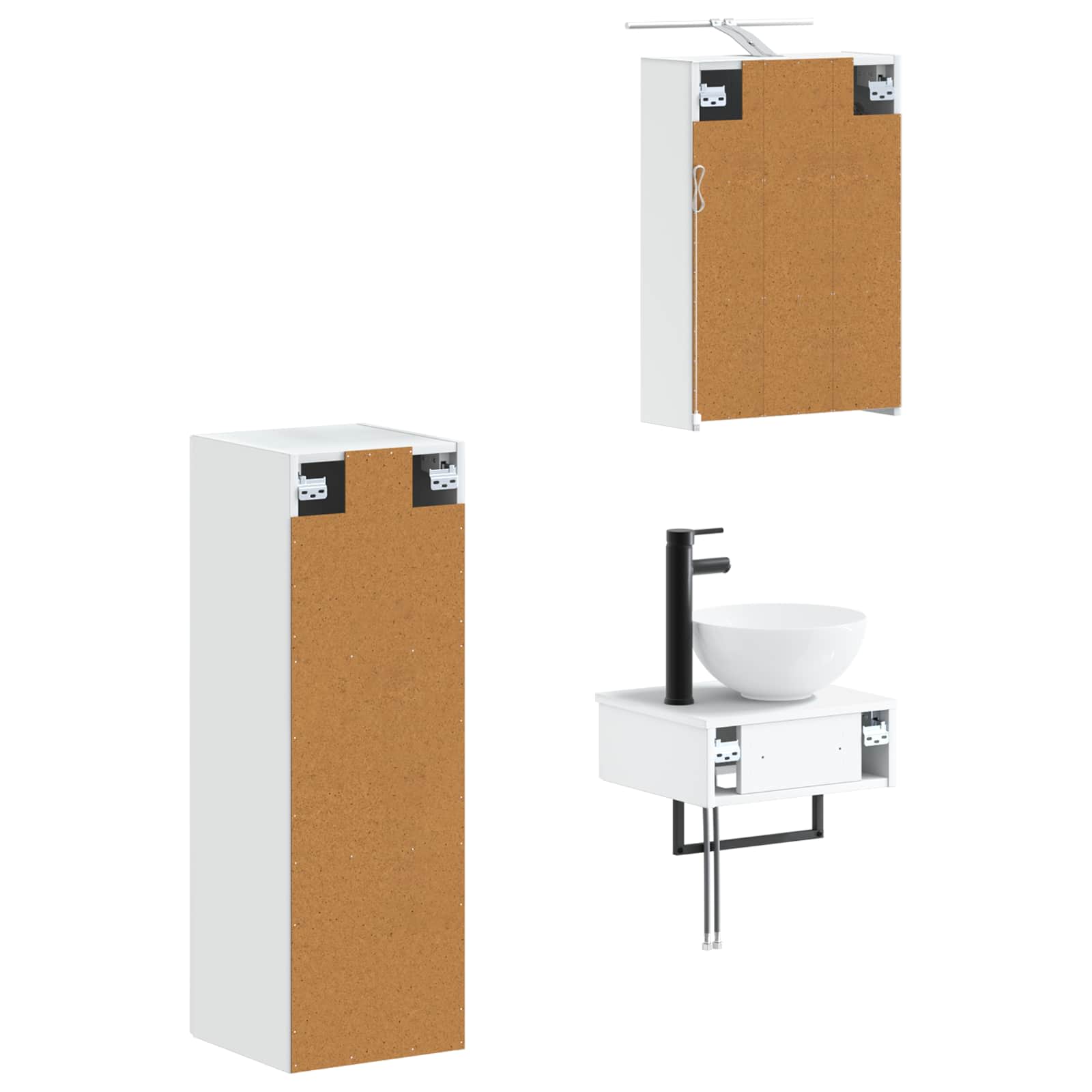 Set ormarića za kupaonicu 4 pcs Bijela 43 x 16 x 62,5 cm