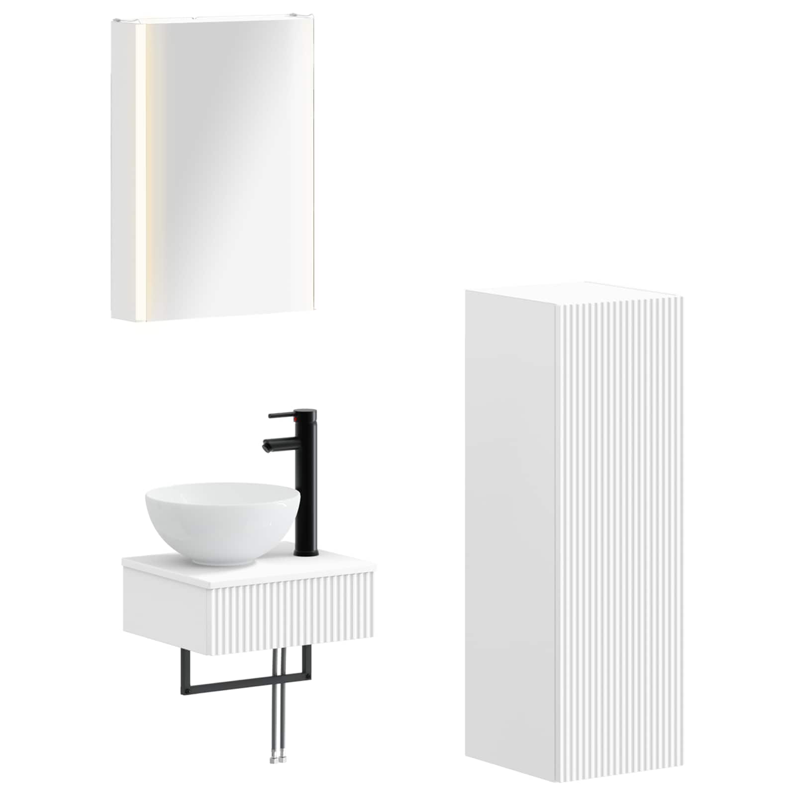 Set ormarića za kupaonicu 4 pcs Bijela 43 x 11,5 x 60,5 cm