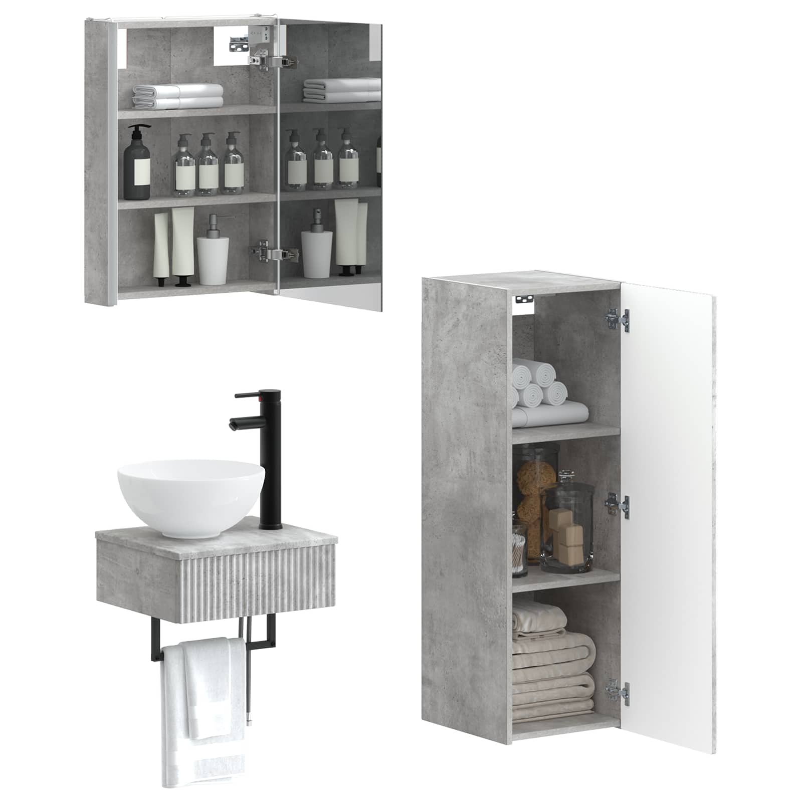 Set ormarića za kupaonicu 4 pcs Betonska siva