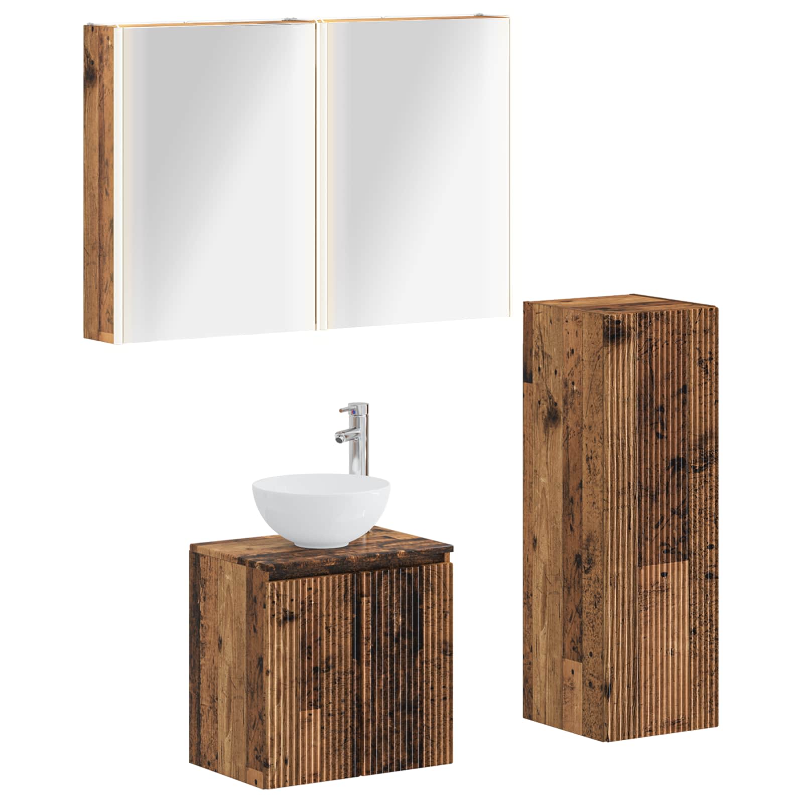 Set namještaja za kupaonicu 4 pcs Staro drvo