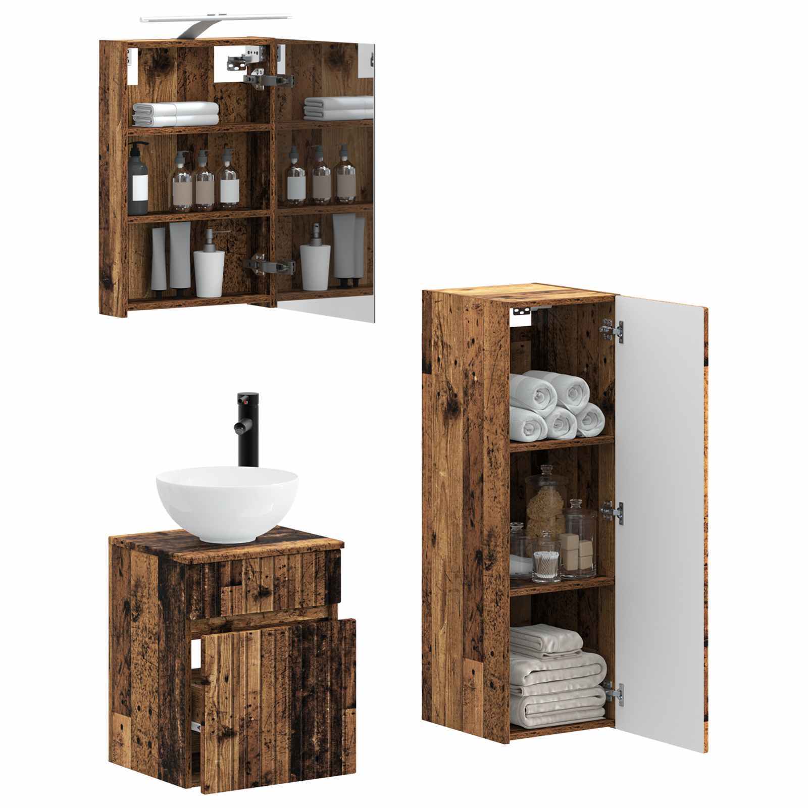 Set namještaja za kupaonicu 4 pcs Staro drvo