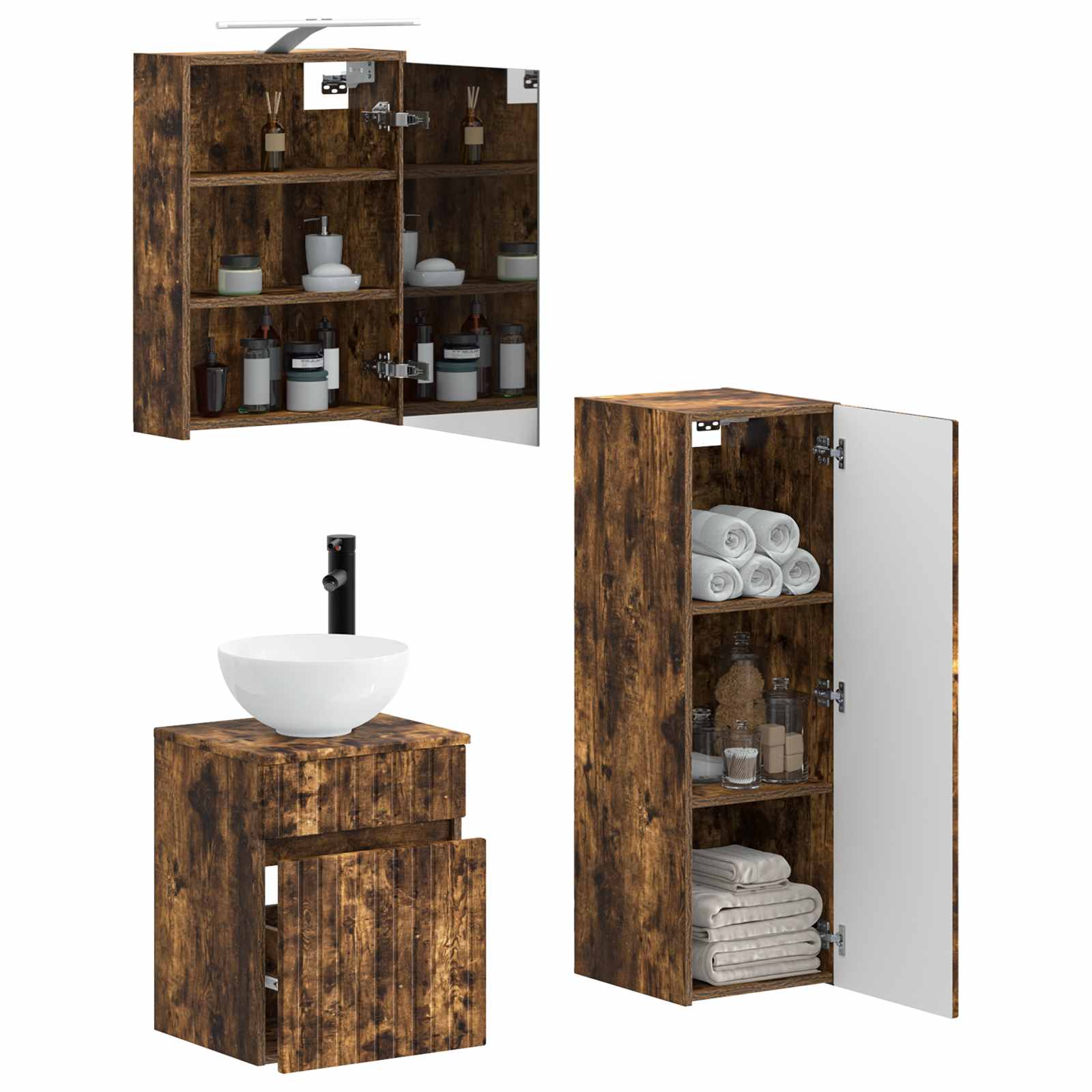 Set namještaja za kupaonicu 4 pcs Dimljeni hrast